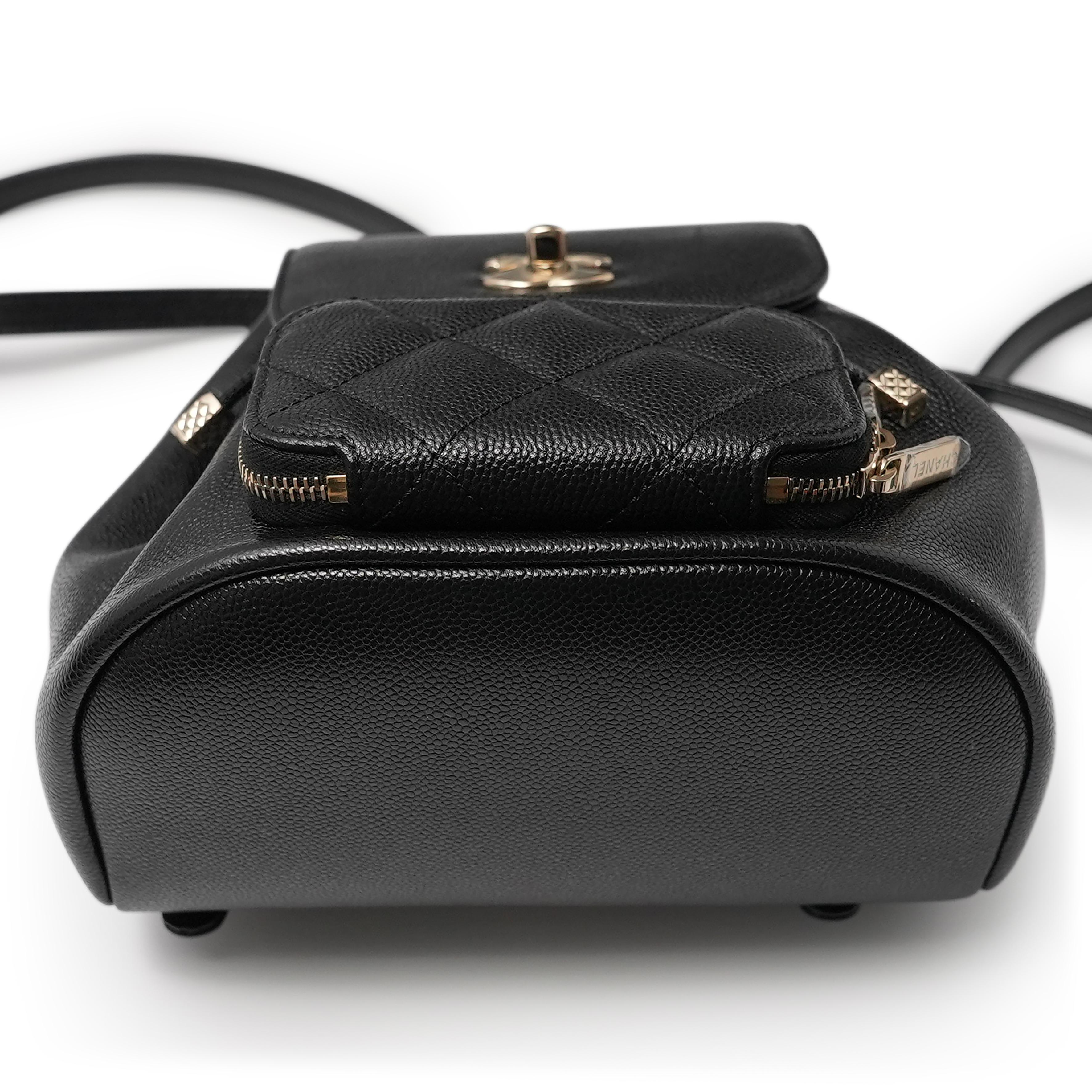 2022 Chanel Small Graine Quilted Business Affinity Backpack Black Light Gold CC Chanel Caviar Quilted Business Affinity Backpack Black  main image 2