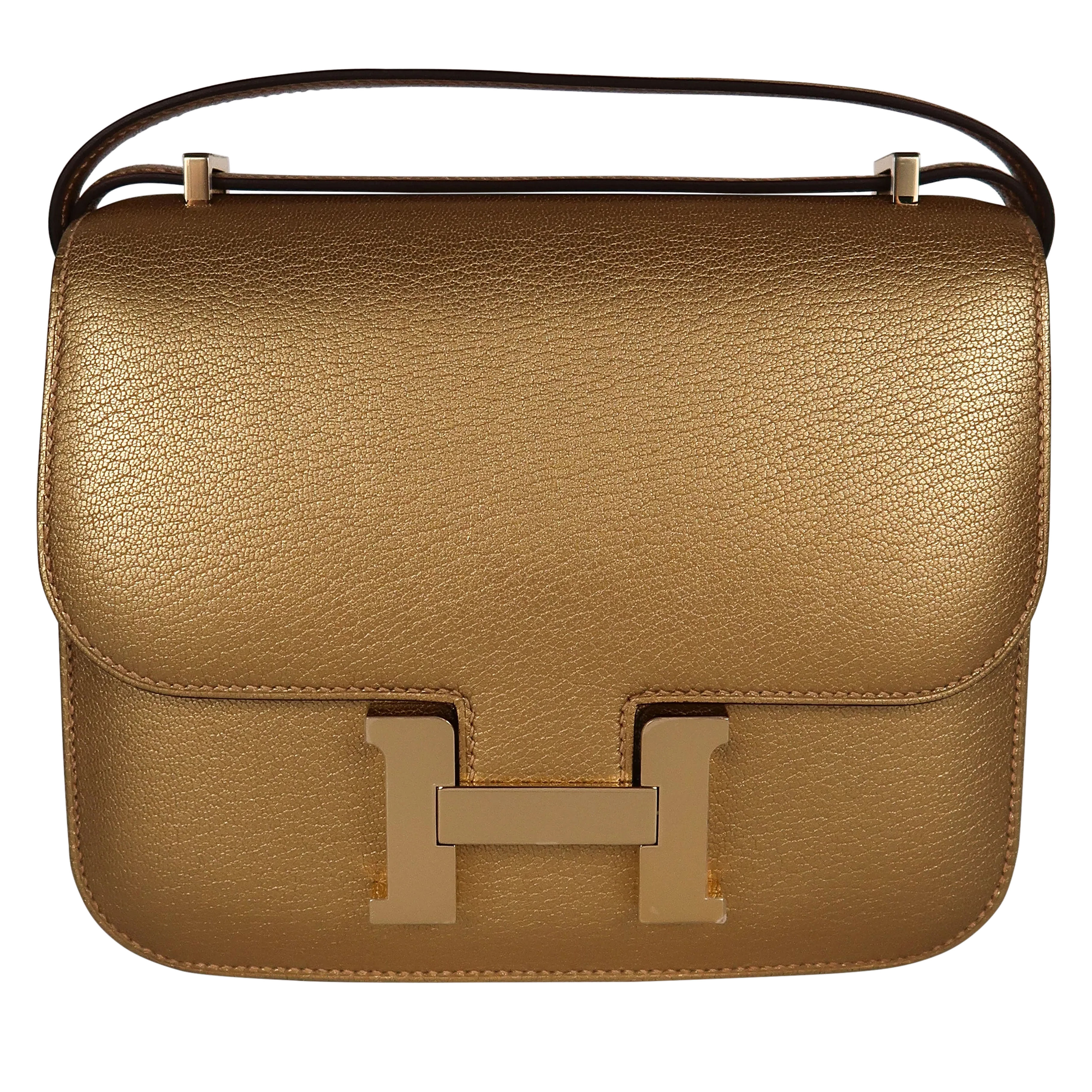Hermès Limited Edition Doré Chèvre Chamkilight Metallic Mini