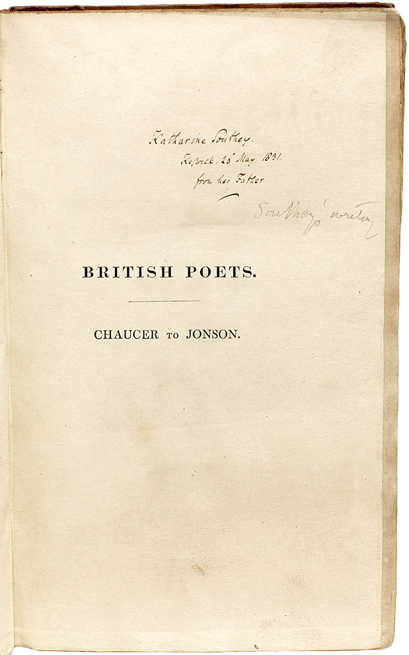 Robert Southey Vintage Selected Works Of The British Poets, From