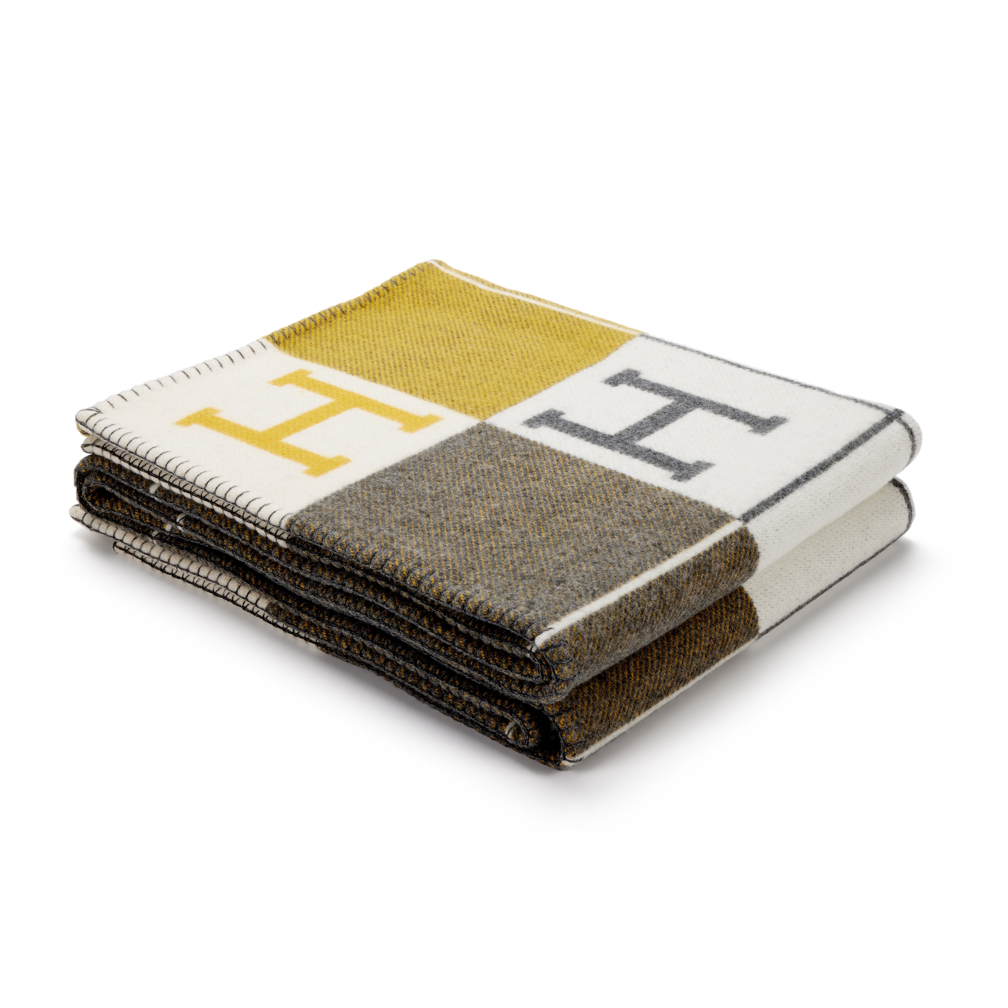 Hermès Soleil And Gris Fonce Cashmere And Wool Avalon III Blanket