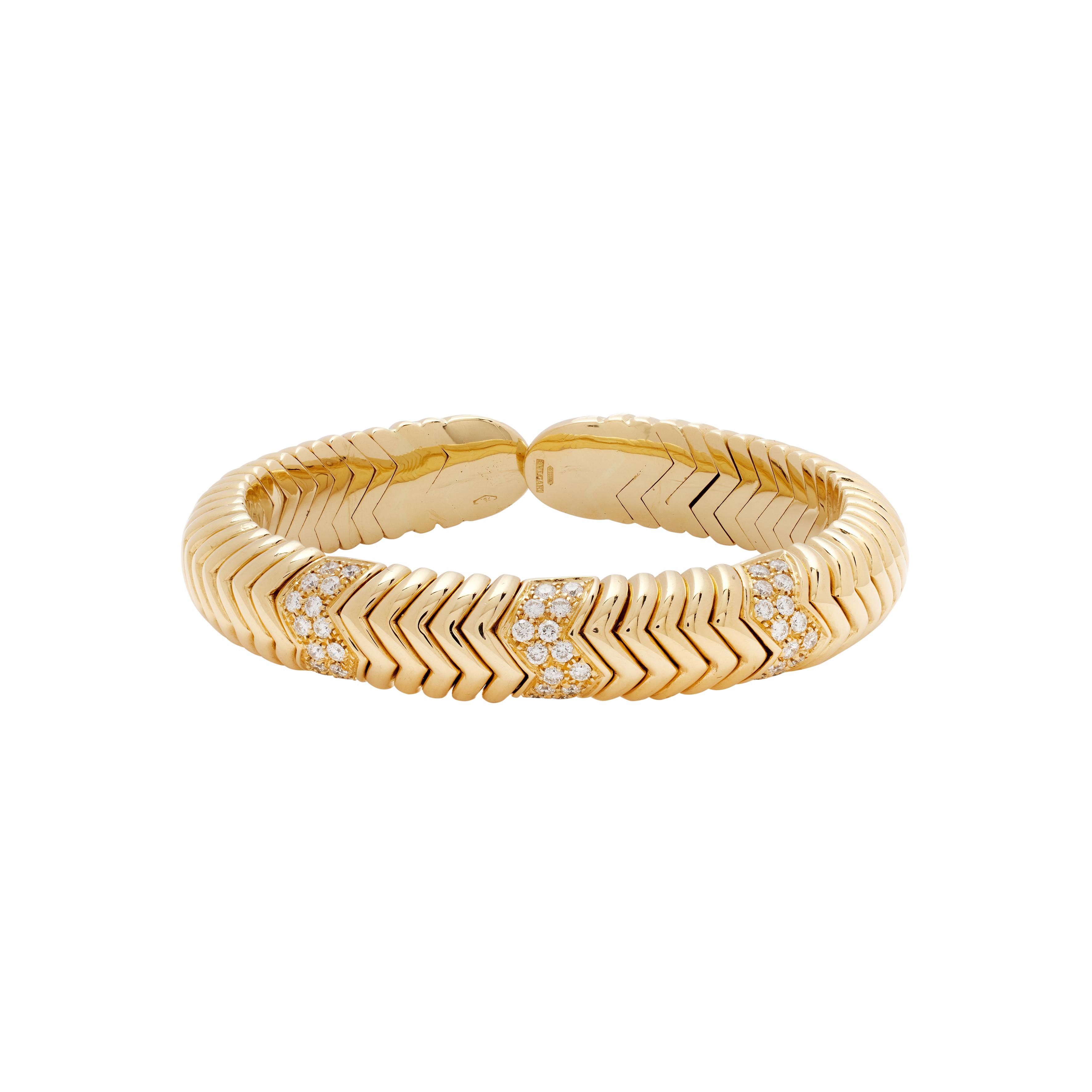 Bvlgari Vintage Gold And Diamond Spiga Bracelet Available For