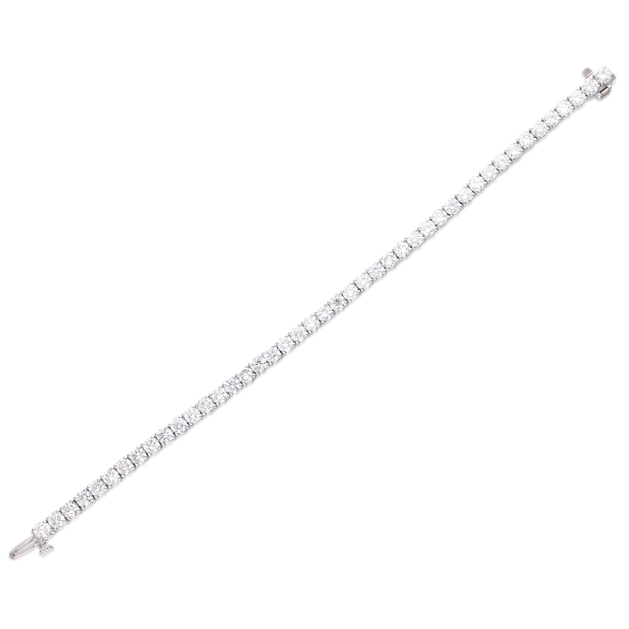 Platinum And 9.72ct Diamond Tennis Bracelet Available For Immediate