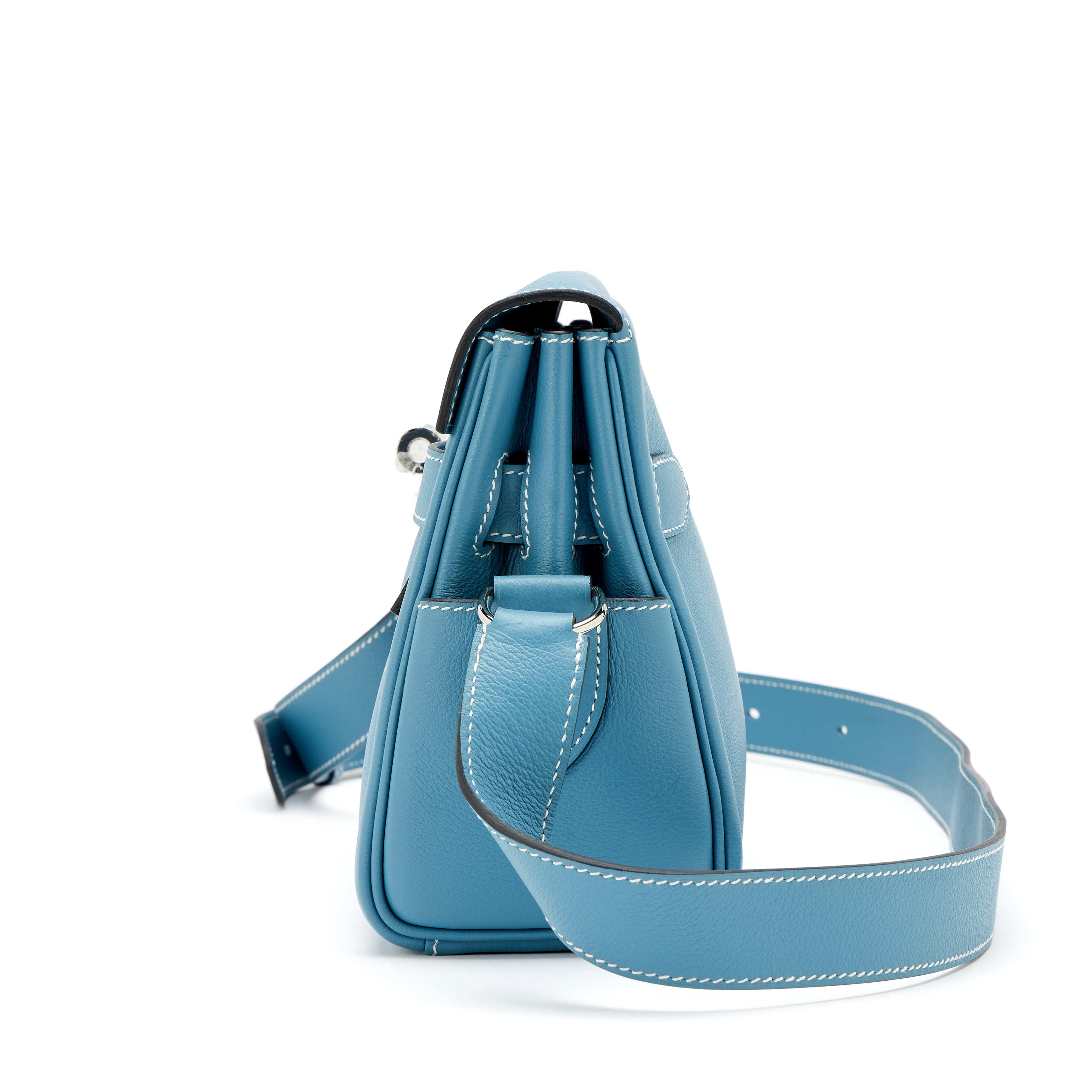 Hermès New Bleu Jean Evercolor Kelly Messenger Palladium Hardware