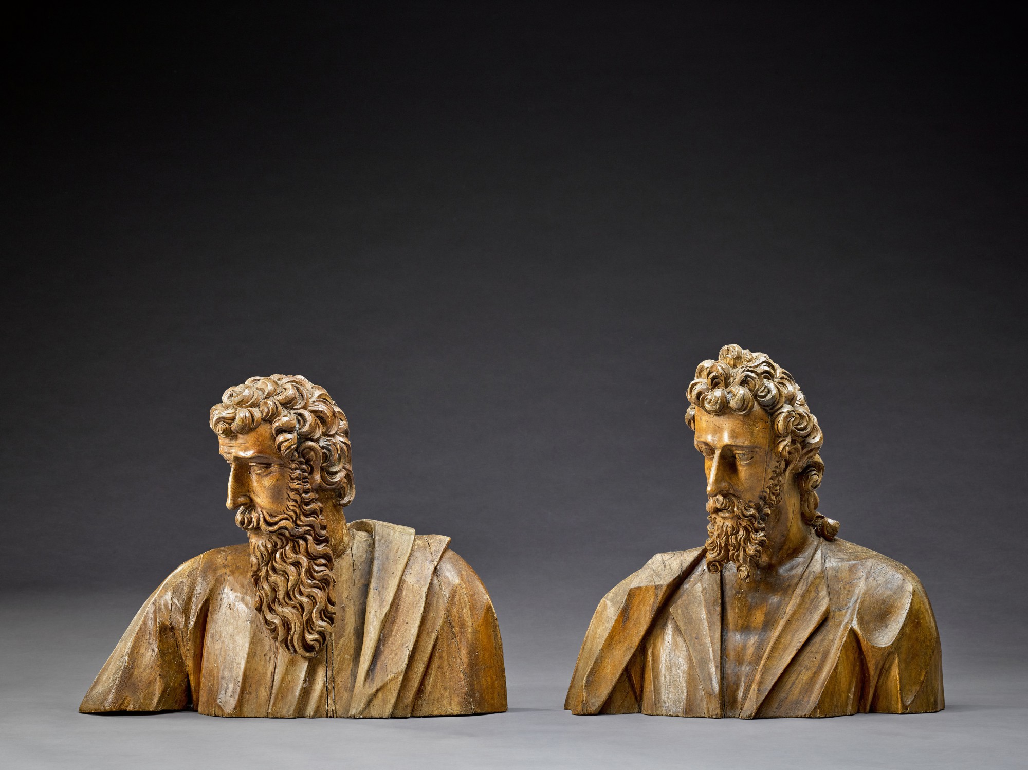 Spanish, early 17th century Pair of Busts of Apostles Old Master