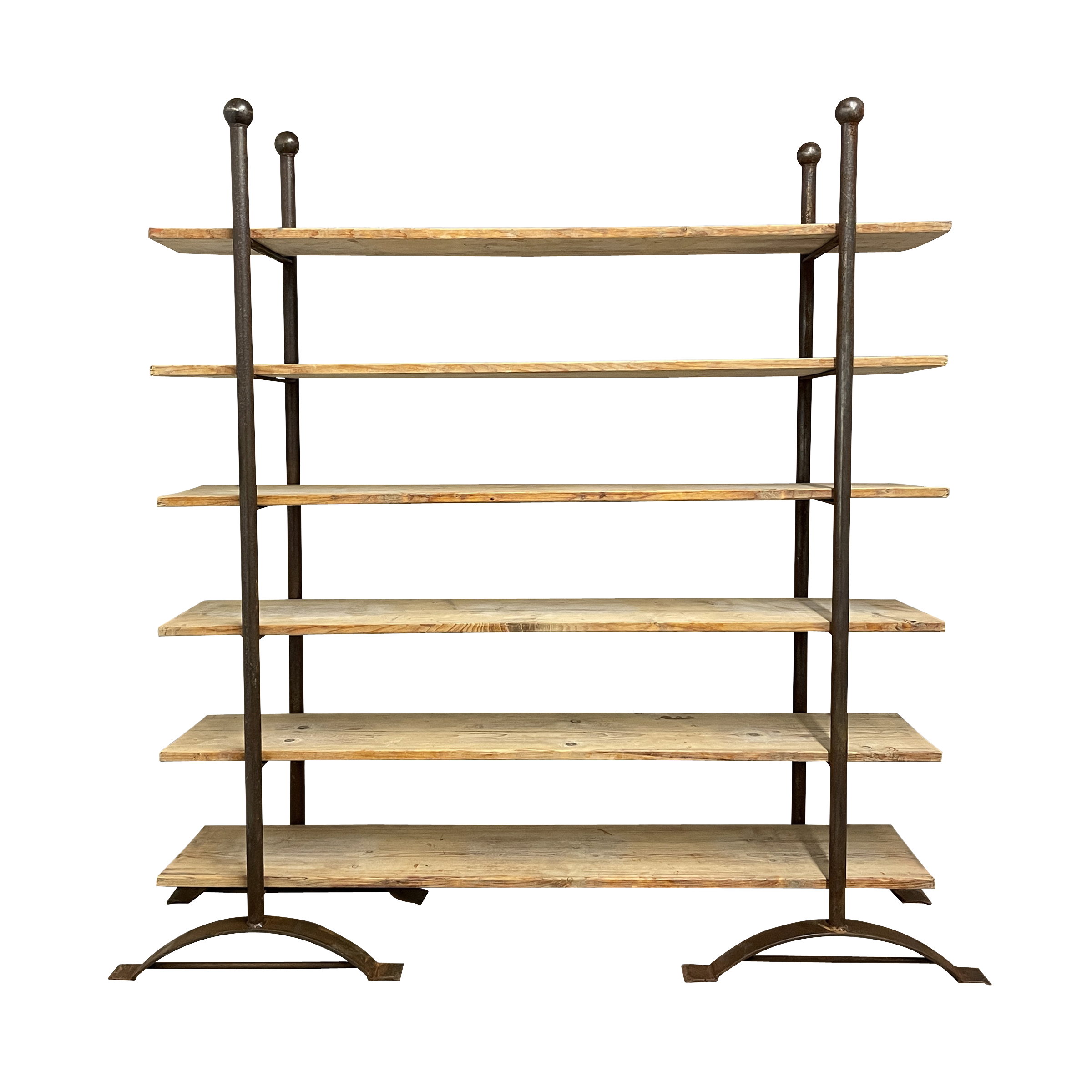 Vintage American Pine And Wrought Iron Shelves Available For Immediate