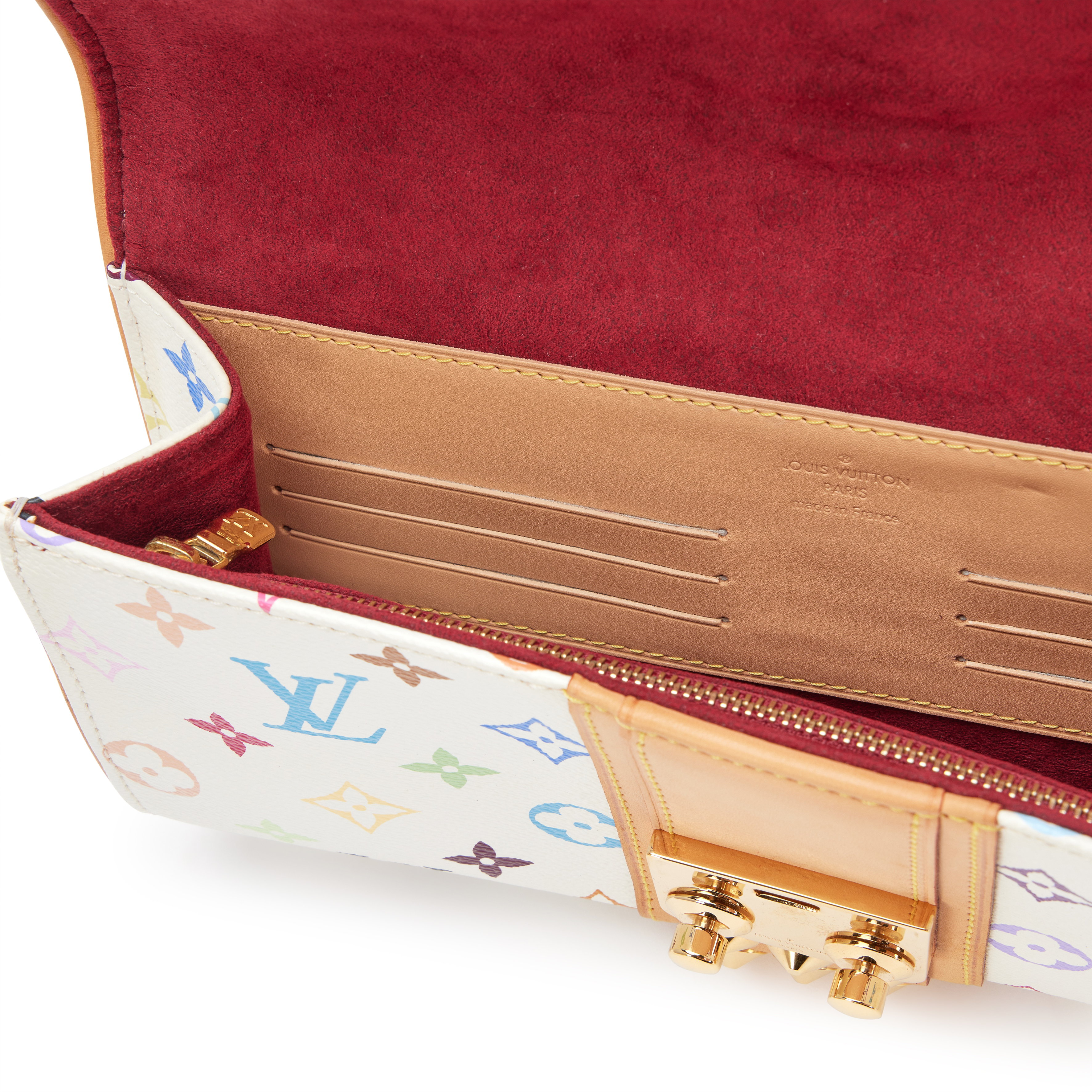 Louis Vuitton White Monogram Multicolore Courtney Clutch Bag Gold