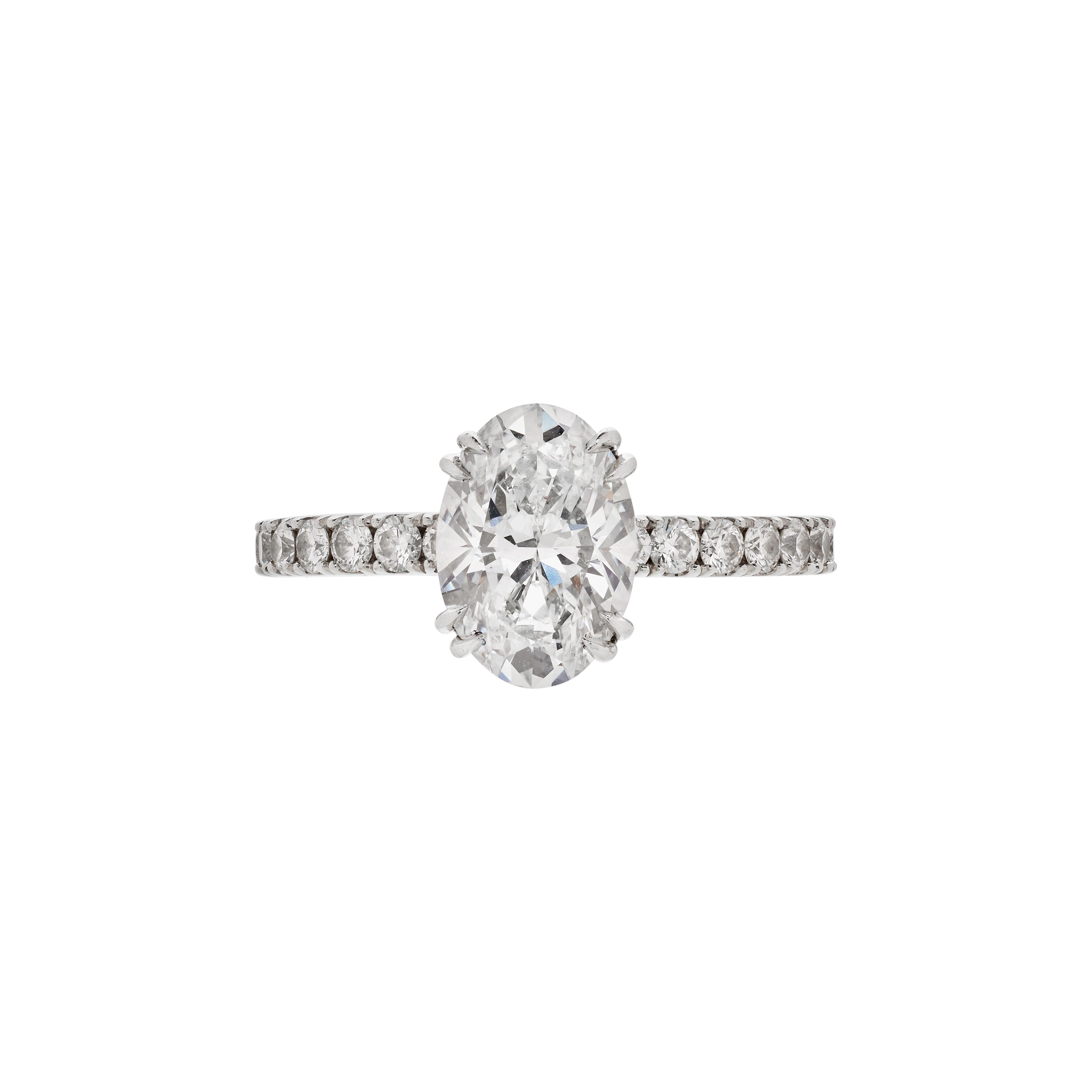 Harry Winston Platinum, 1.53ct Oval Cut Diamond And Diamond 