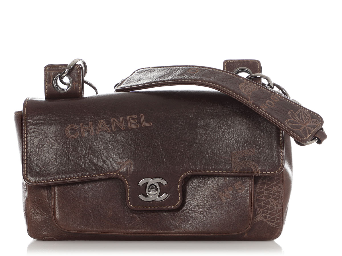 Chanel Vintage Vintage Brown Coco Mademoiselle Graffiti Flap Bag