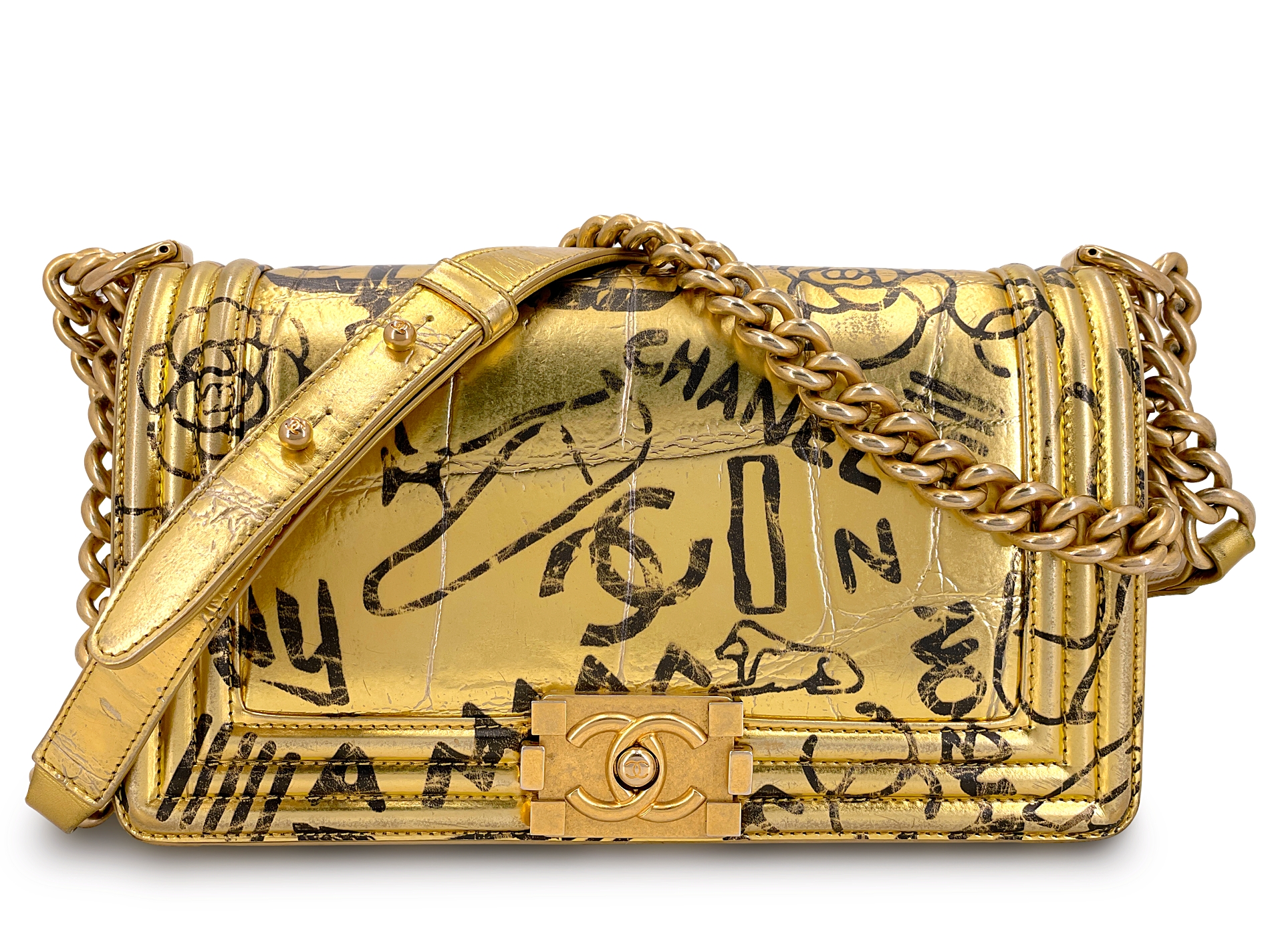 chanel-gold-crocodile-print-