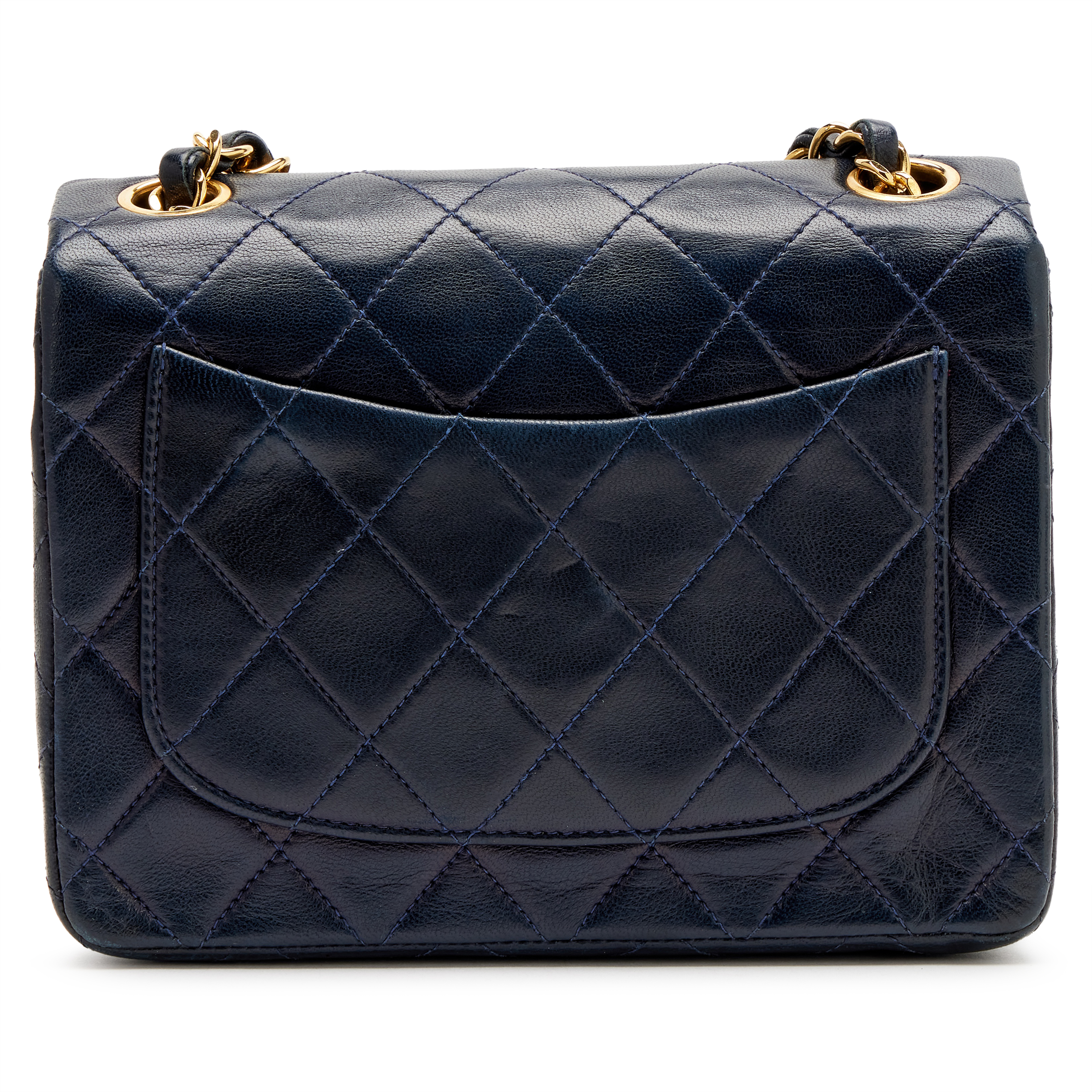 CHANEL ブルーキルティングバッグ Chanel Vintage Vintage Navy Blue Quilted Lambskin Mini Square Flap
