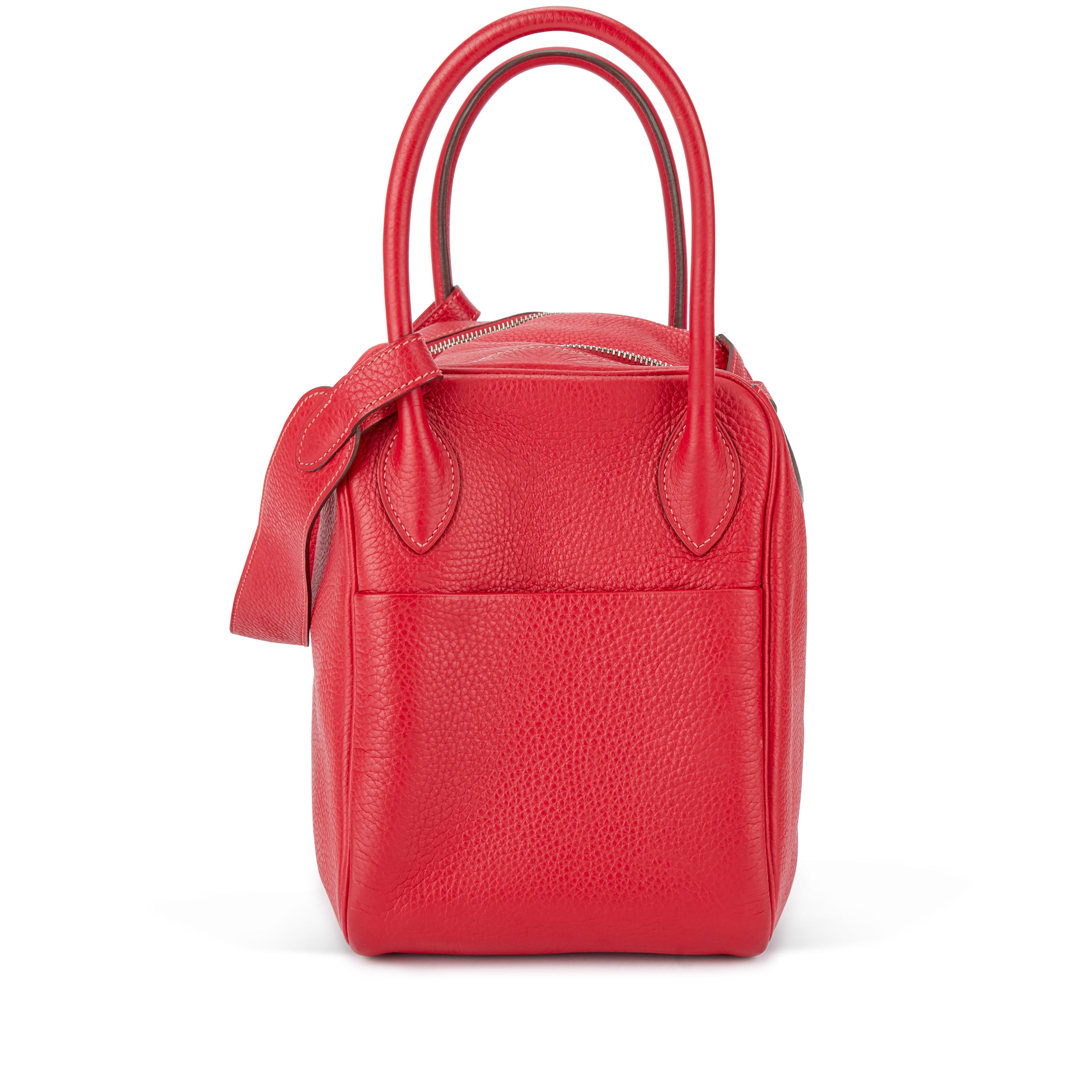 Hermès Rouge Casaque And Rose Jaipur Clemence Lindy 34 Palladium