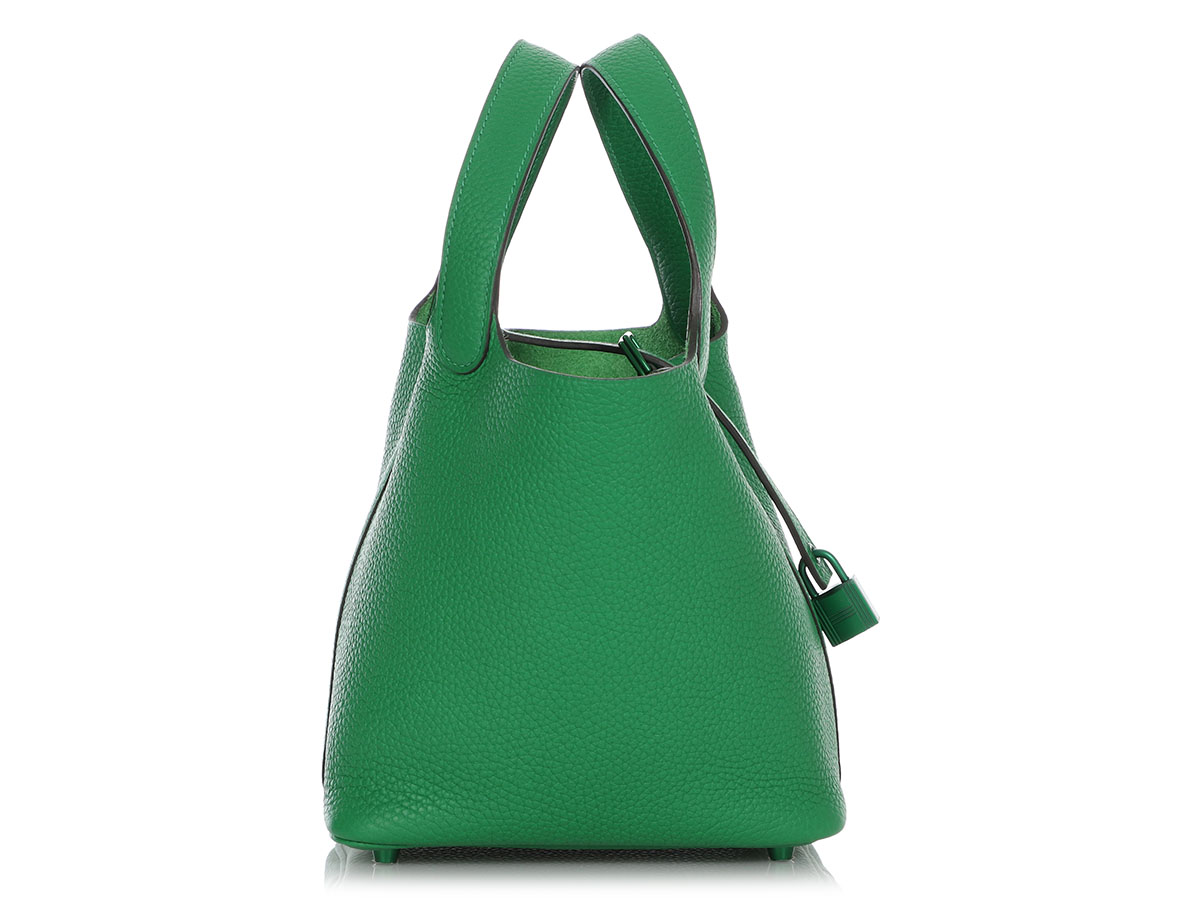 Hermès Bambou Clemence Monochrome So Green Picotin Lock 18 Green