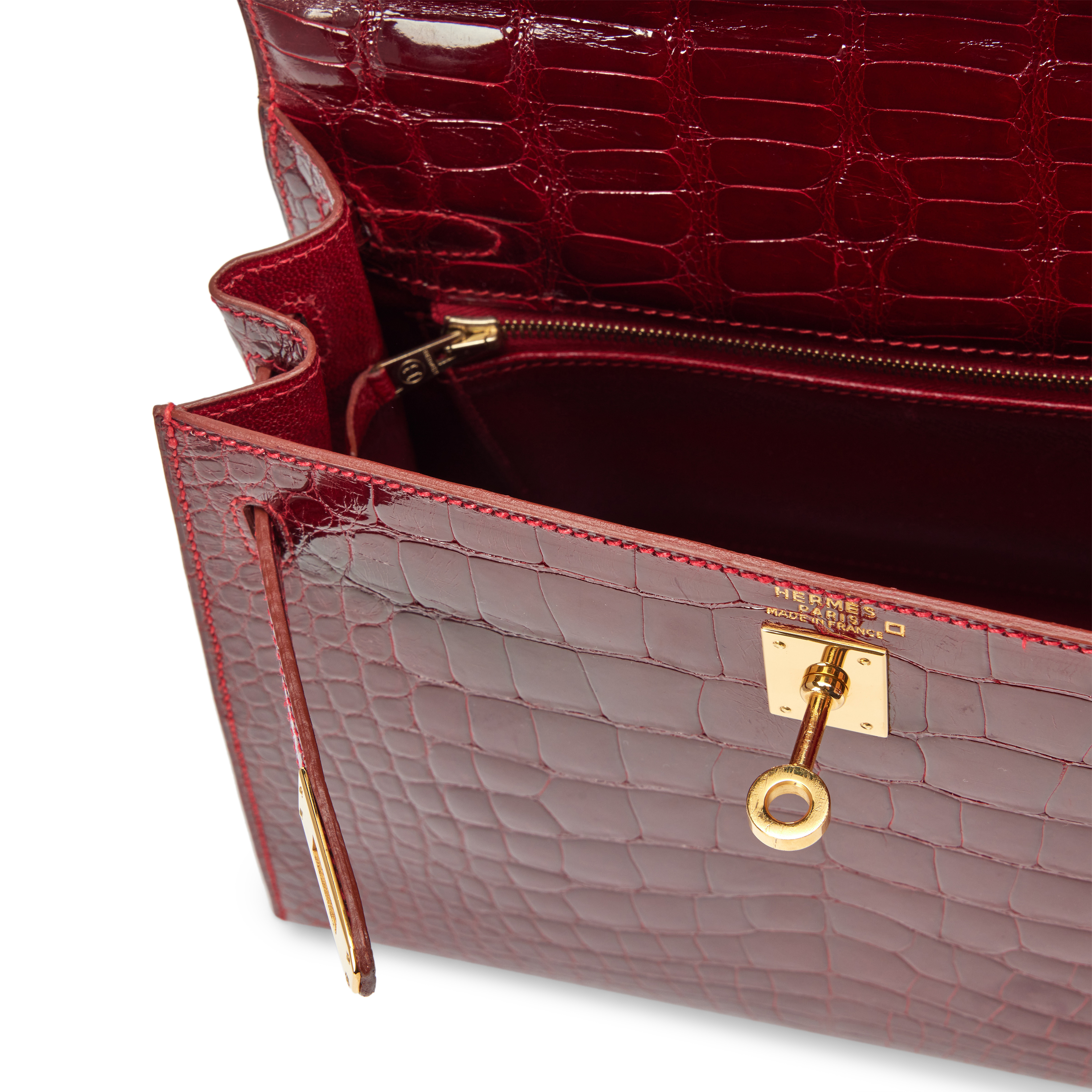 Hermès Vintage Rouge H Shiny Mississippiensis Alligator Sellier