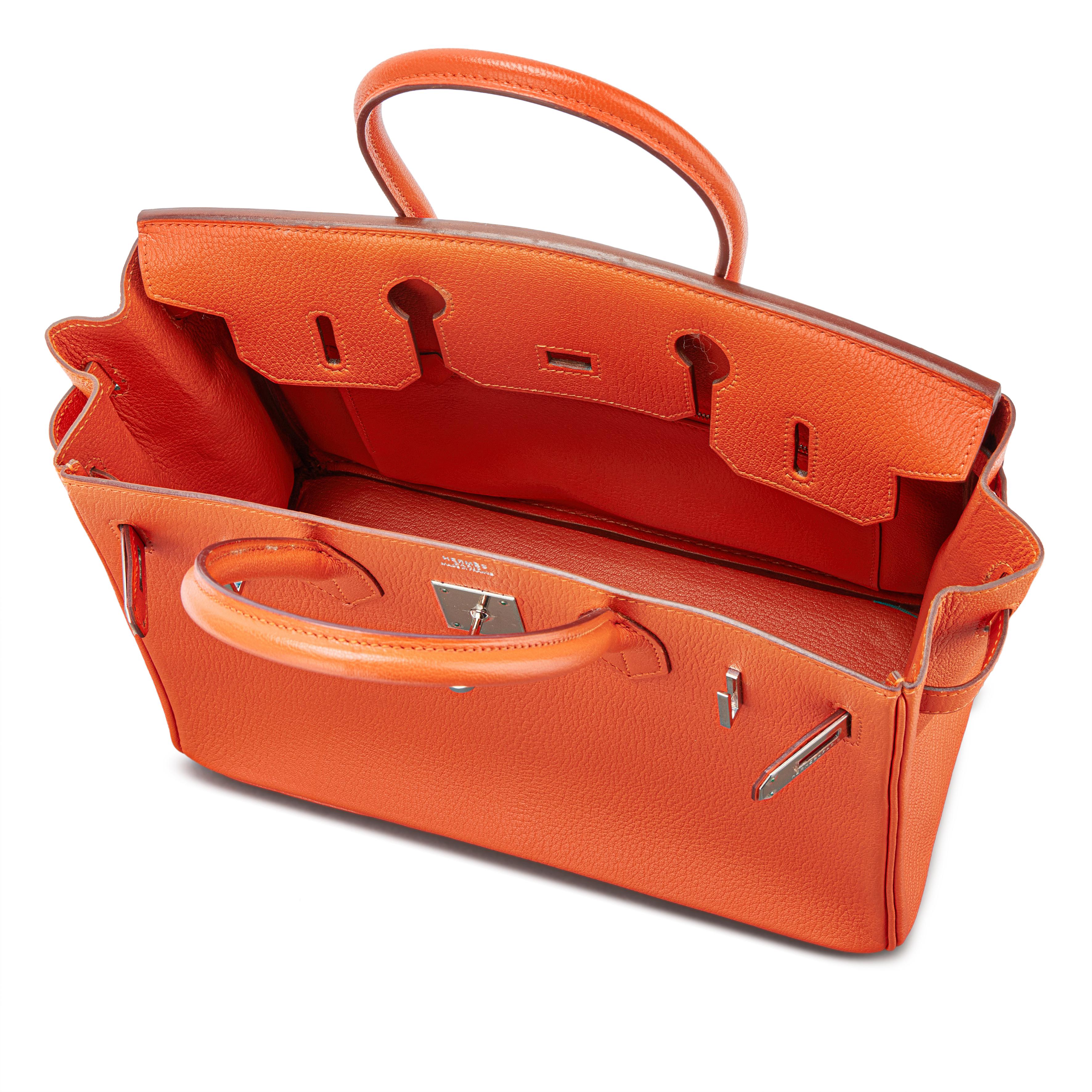 Hermès Orange H Chèvre Birkin 30 Palladium Hardware, 2005