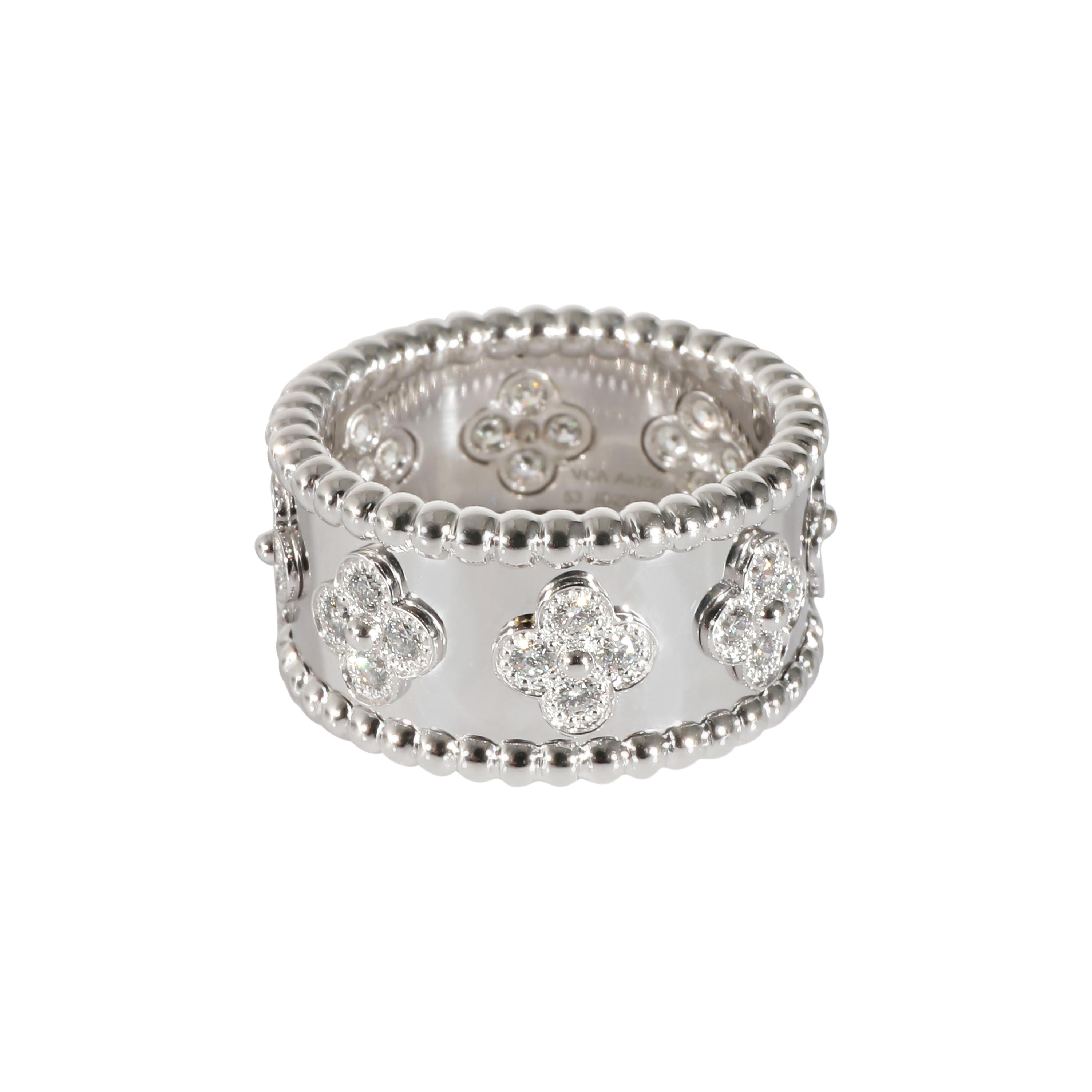 Van Cleef Arpels White Gold And Diamond Perlée Clovers Ring