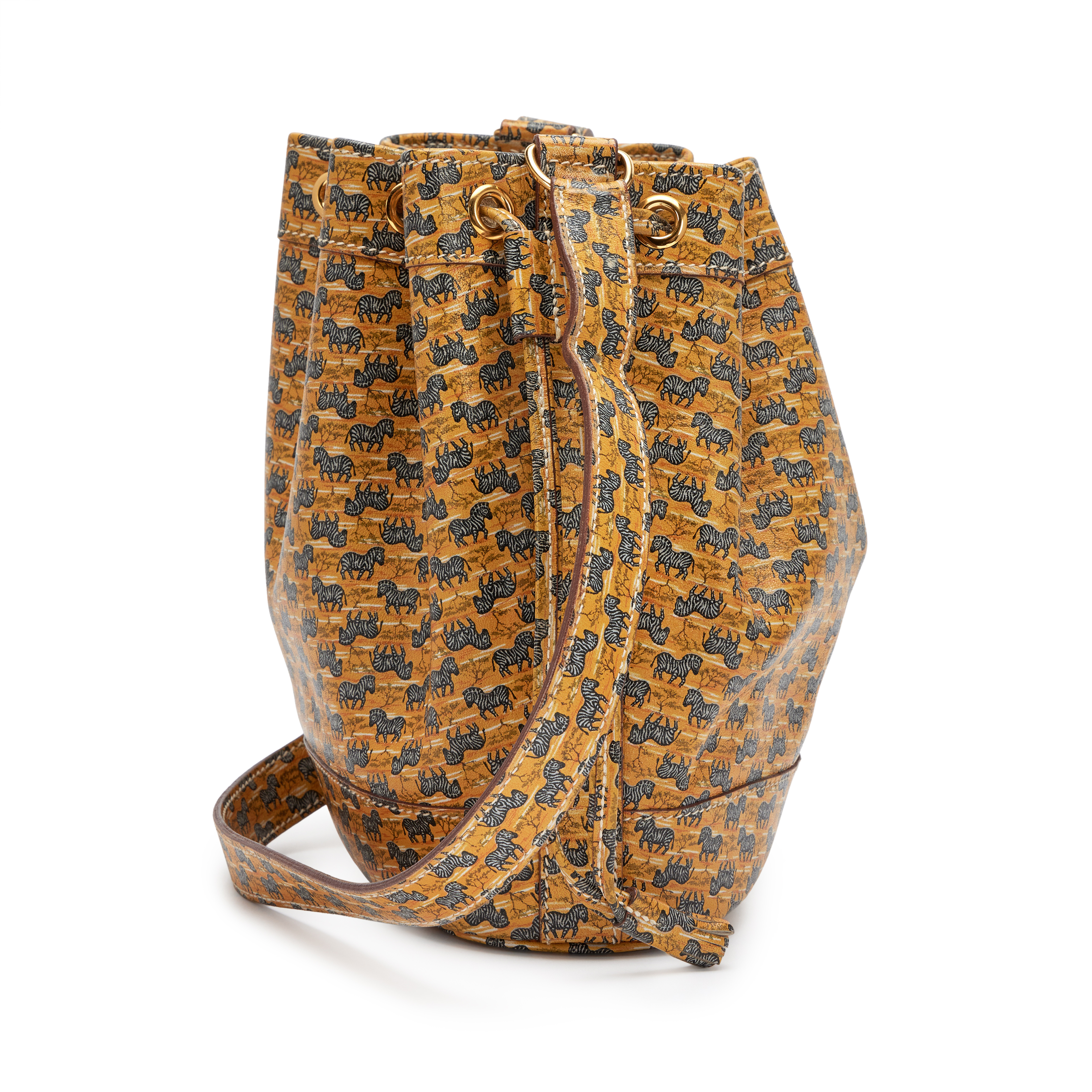 Hermès Vintage Vintage Zebra Printed Market Bag Gold