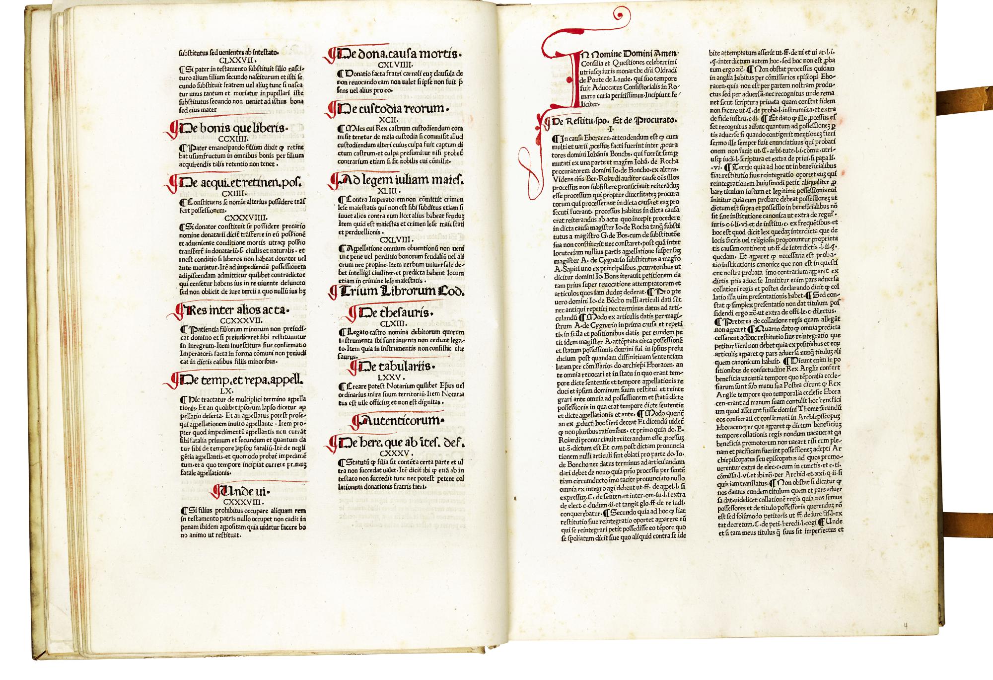 Oldradus de Ponte, Consilia et quaestiones, Rome, 1478, modern vellum