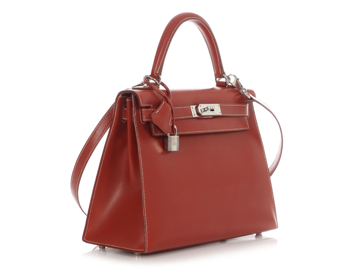 Hermès Brique Box Calfskin And Craie Verso Kelly 28