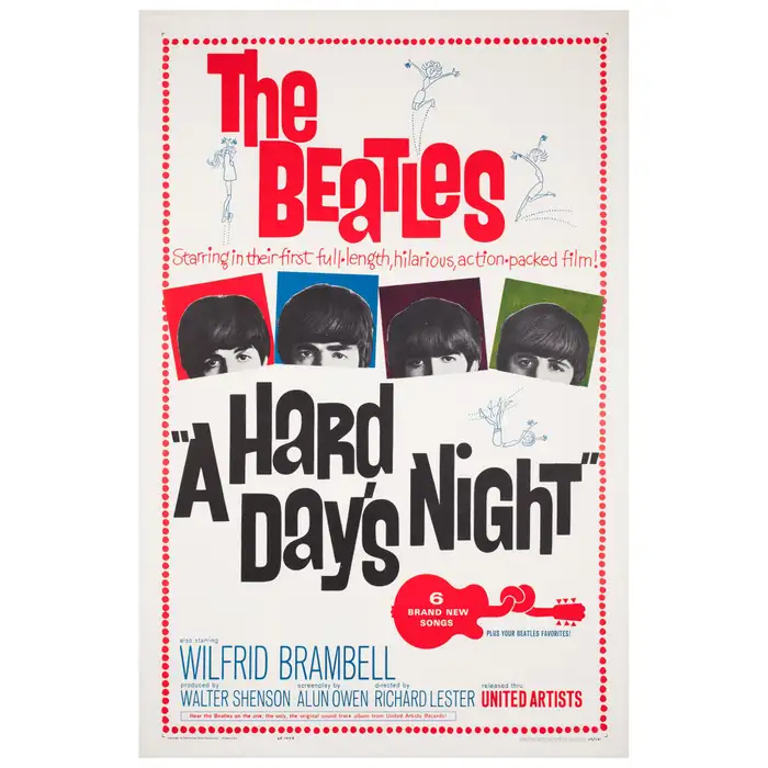 Joseph Caroff, The Beatles Vintage A Hard Day's Night Movie Poster
