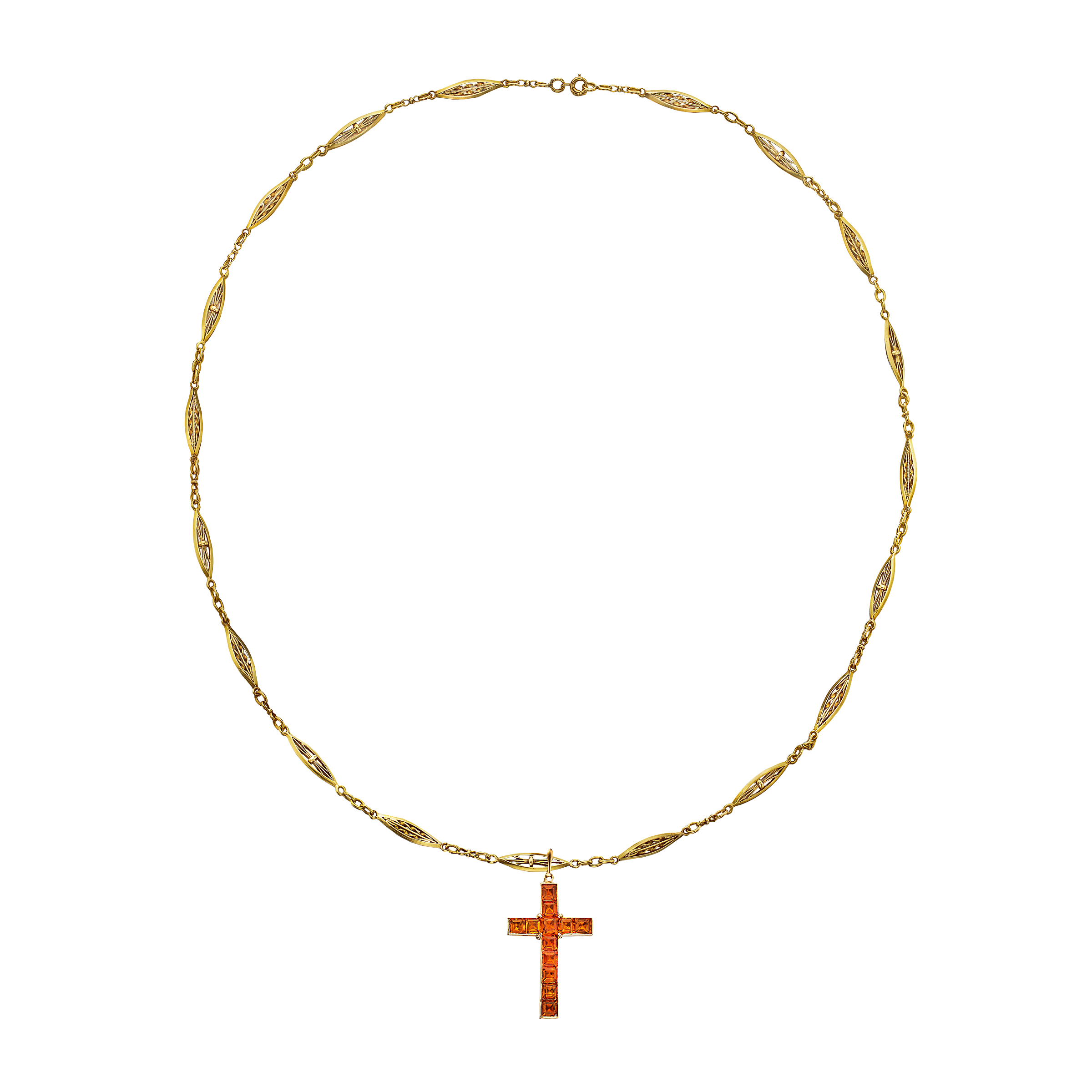 Citrine Cross Pendant Necklace 