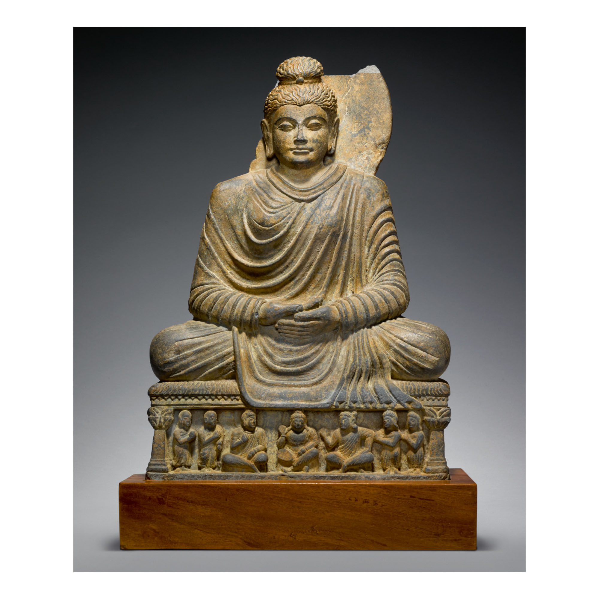A GREY SCHIST FIGURE OF BUDDHA SHAKYAMUNI, ANCIENT REGION OF GANDHARA ...