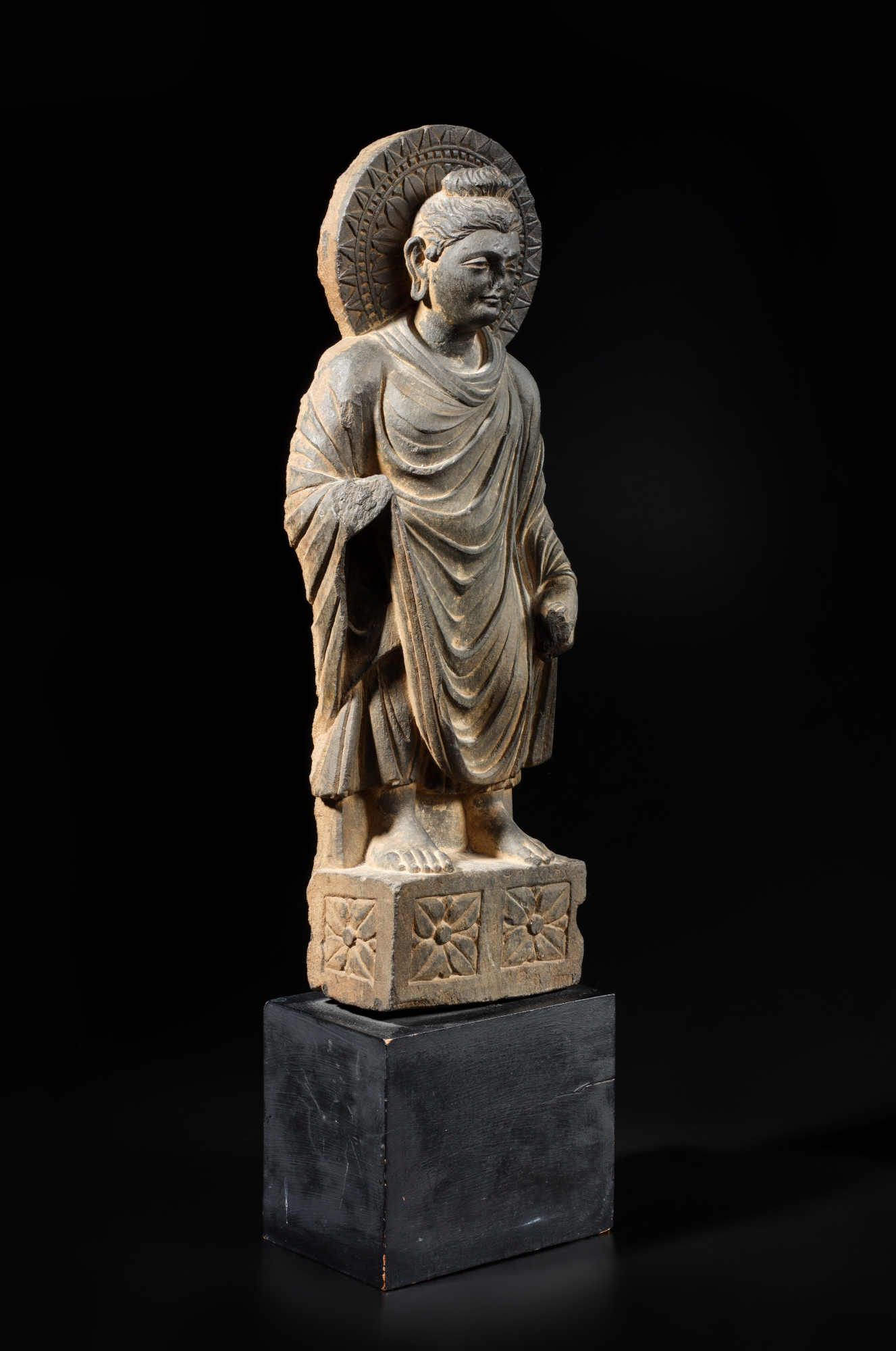 A gray schist figure of Shakyamuni Buddha, Ancient Region of Gandhara ...