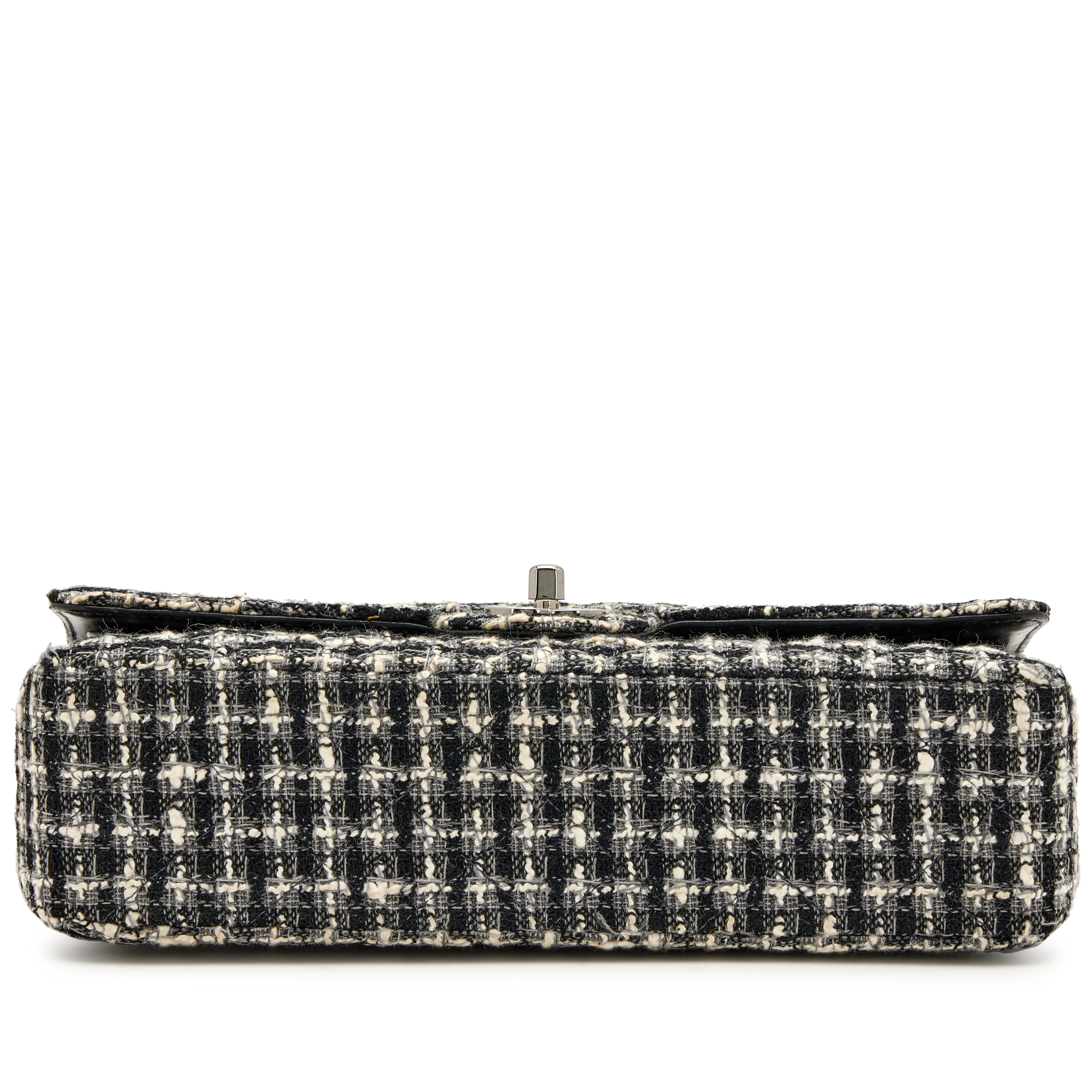Chanel Black And White Tweed Medium Classic Double Flap Bag
