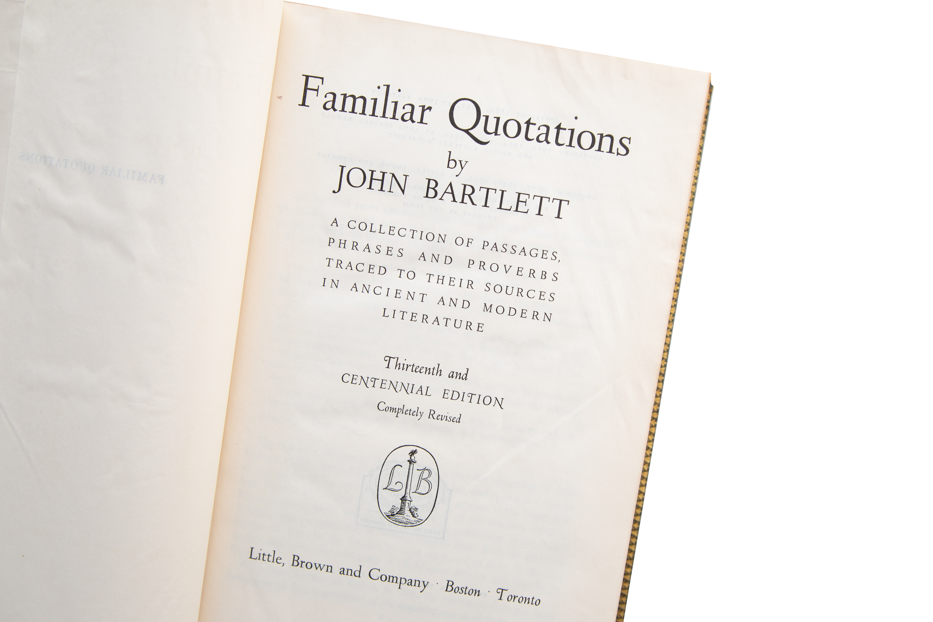 John Bartlett Vintage Familiar Quotations Available For