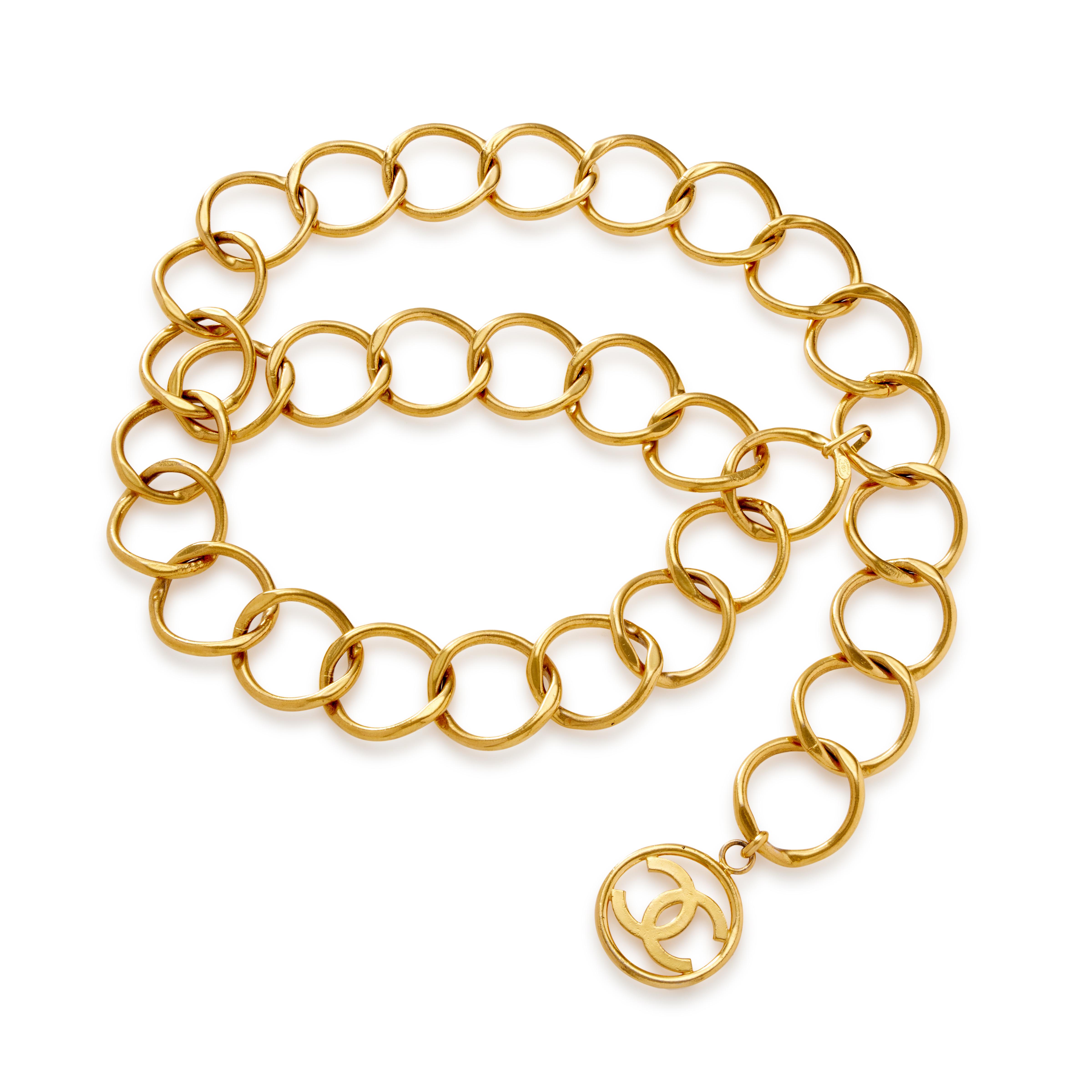 Gold Metal Medallion CC Belt, 19841992 New York Handbags