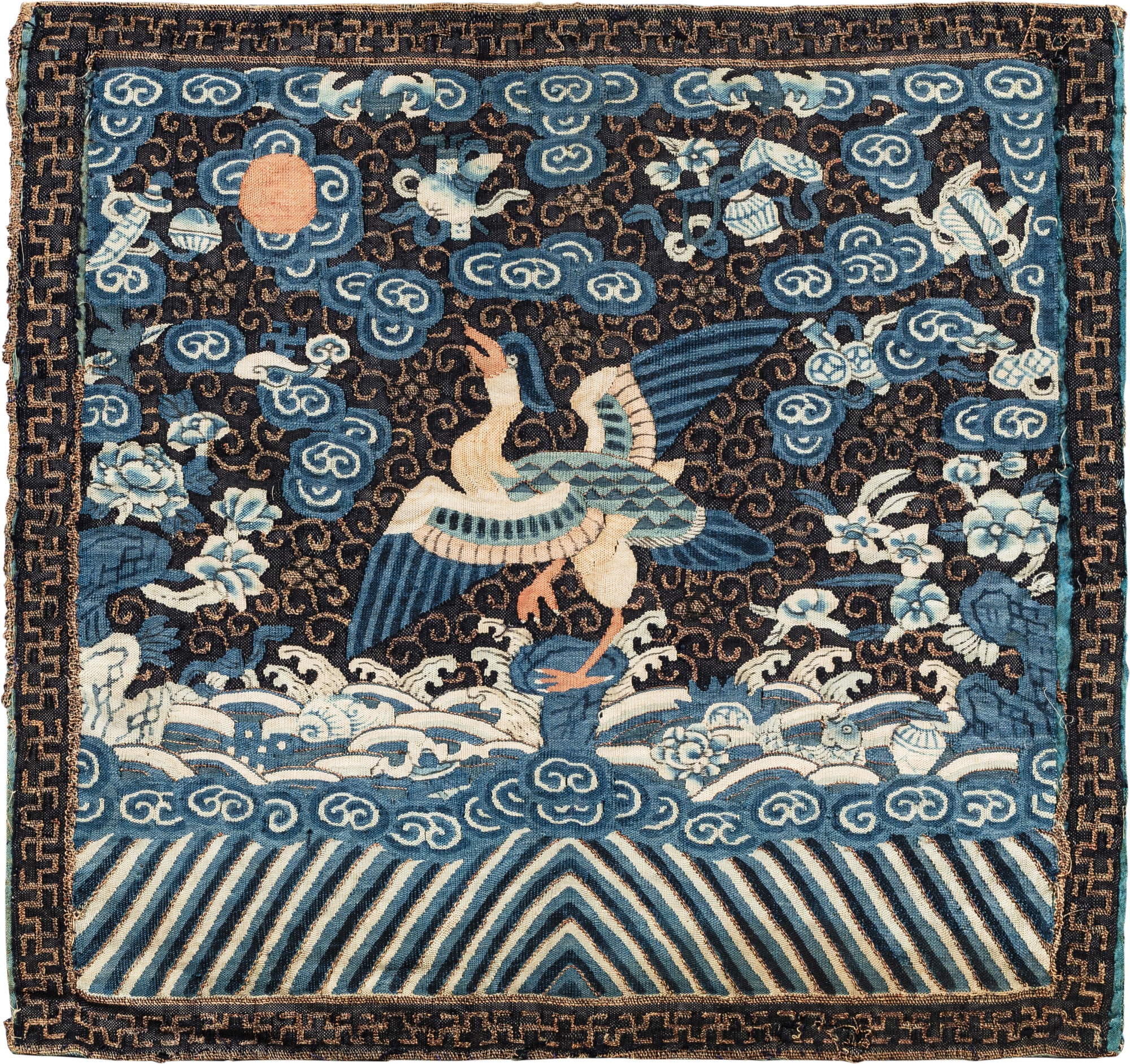 A kesi silk sixth civil rank badge of an egret, Qing dynasty, 19th ...