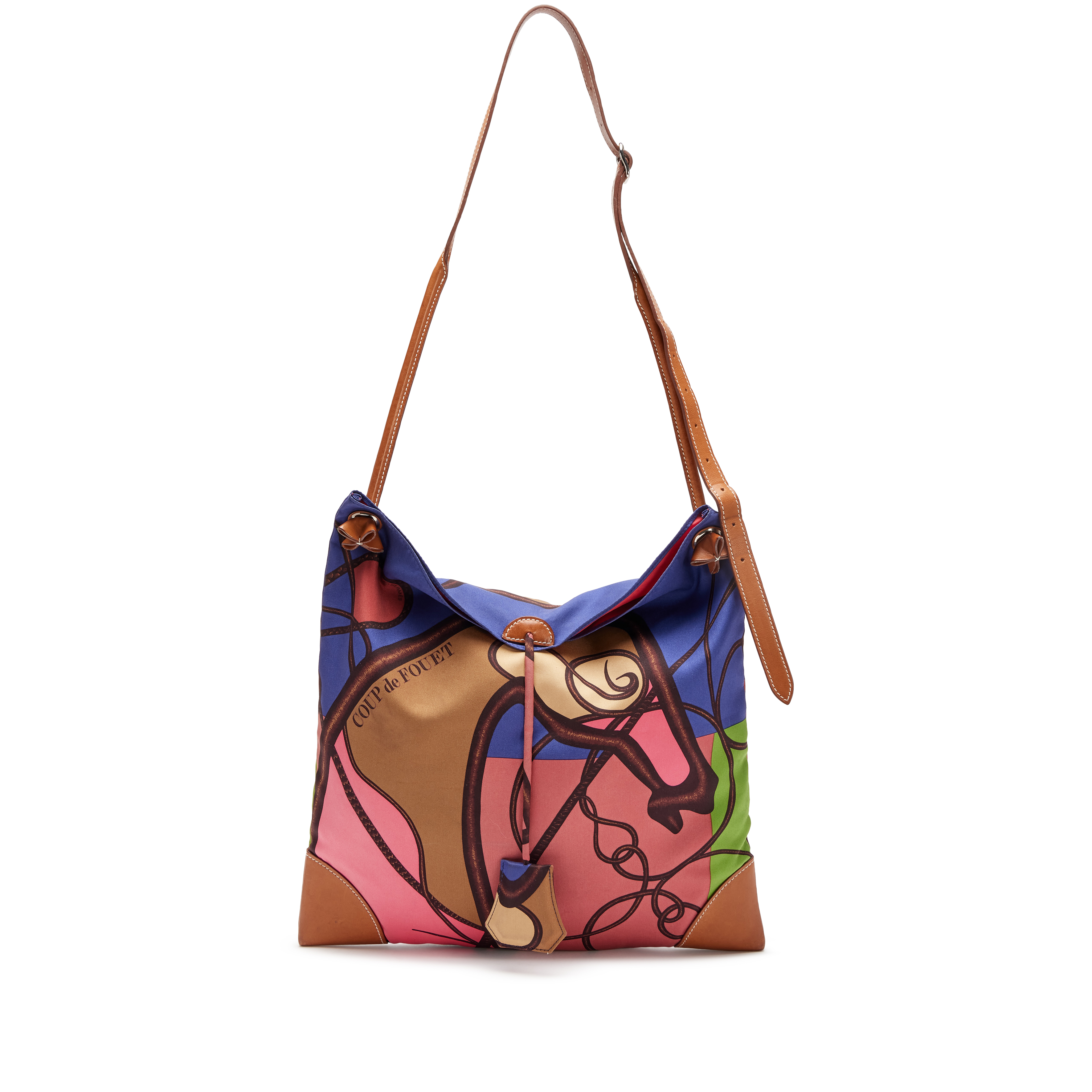 Hermès Natural Barenia And Multicolored Silk Coupe De Fouet Silky