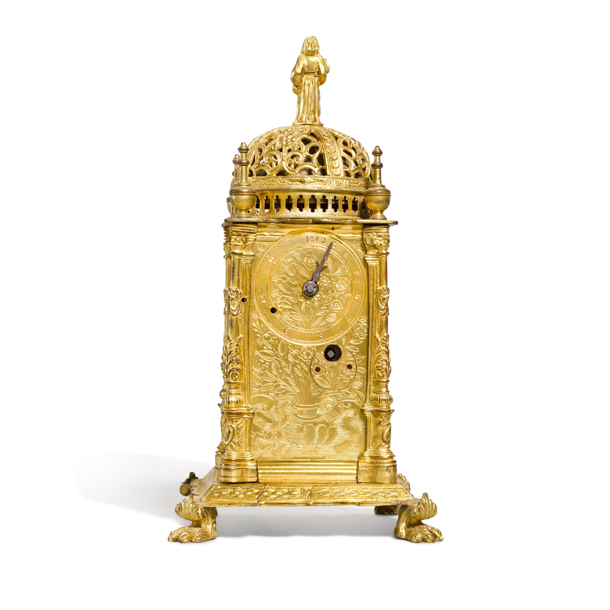 A South German Renaissance style Gilt brass T rmchenuhr Probably