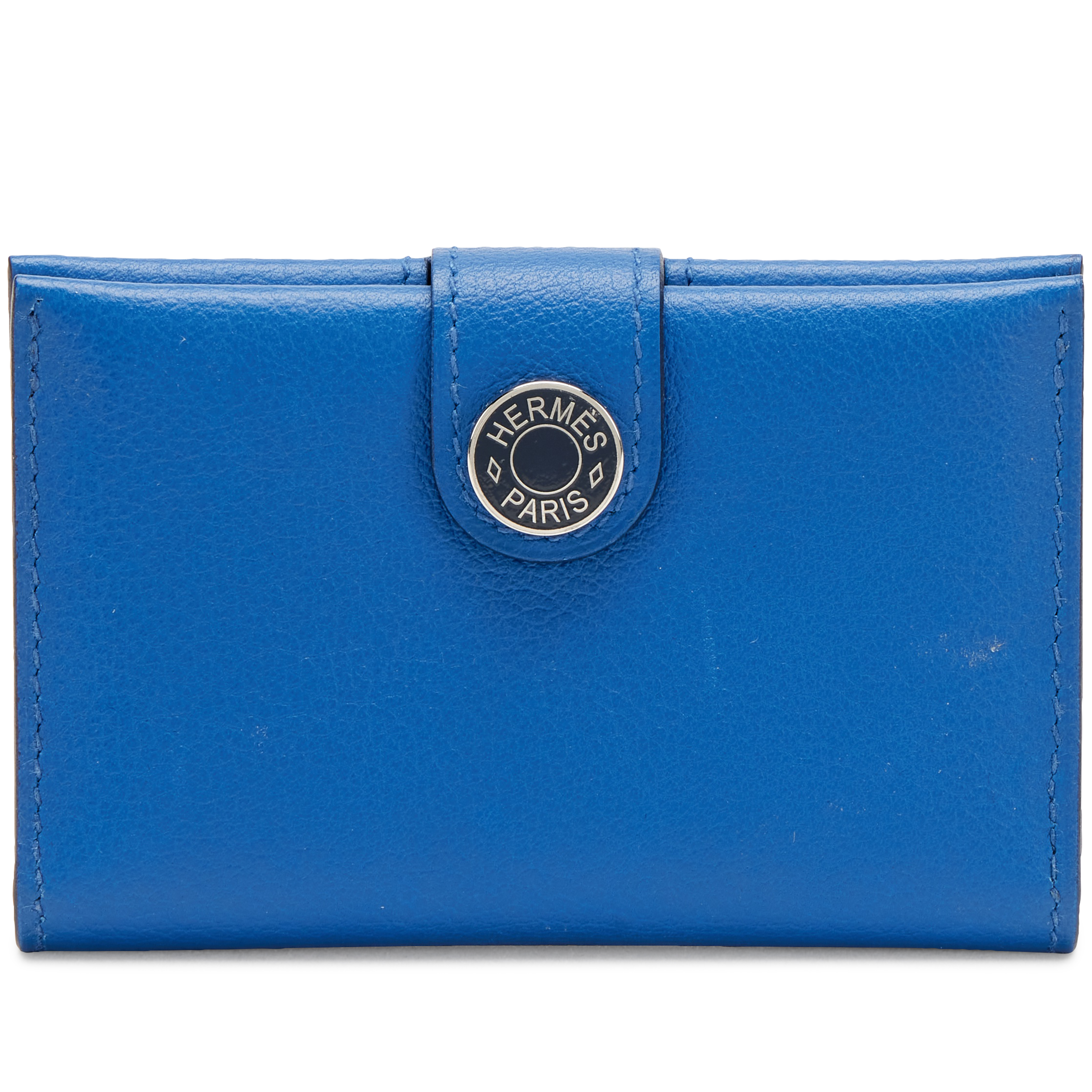 【新品未使用】HERMÈS ジャガード Hレリーフ ブルー Hermès Blue Hydra Evercolor R.M.S. Card Holder Palladium Hardware