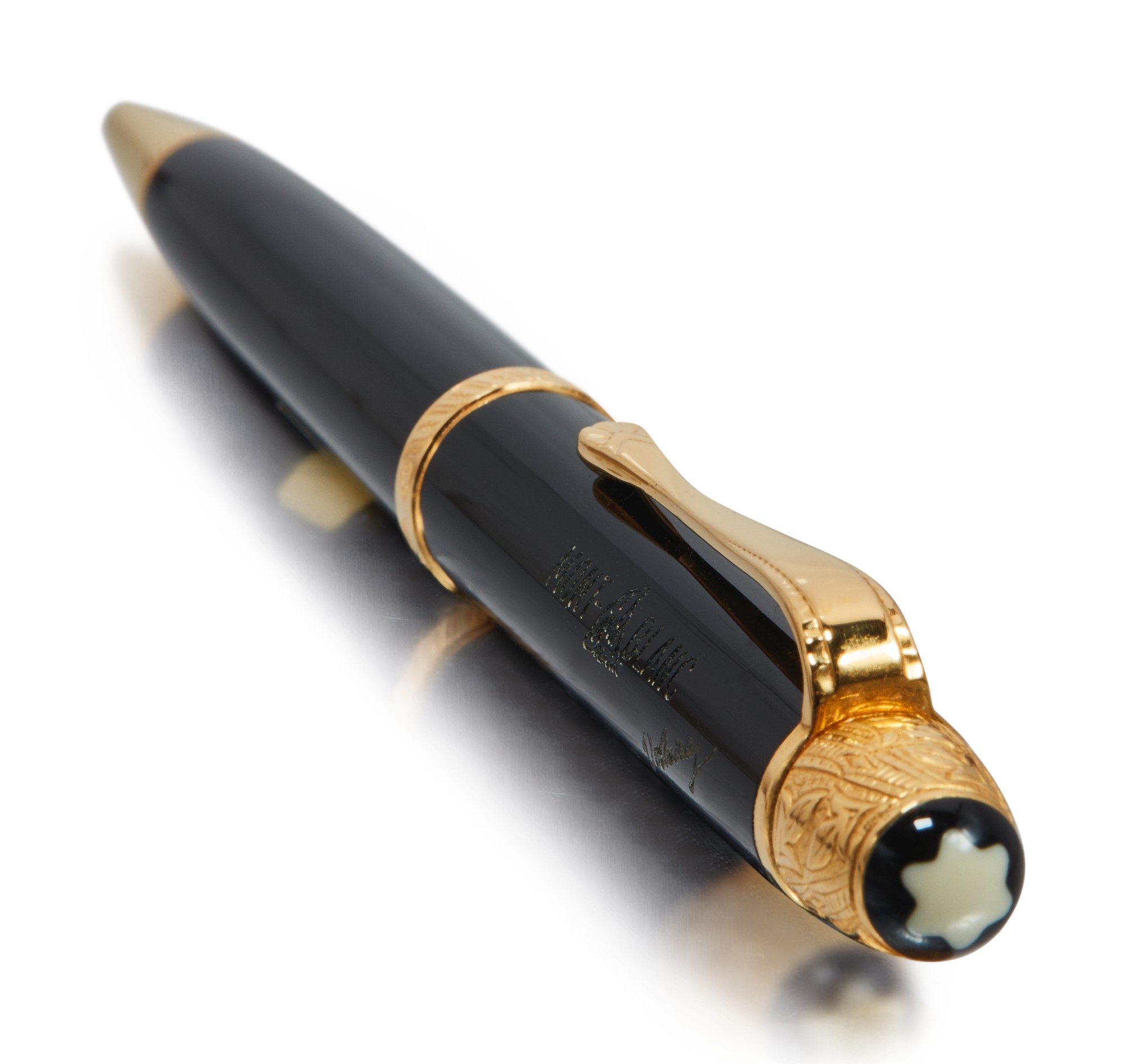 MONTBLANC A LIMITED EDITION BLACK RESIN AND GOLD PLATED ACCENTS