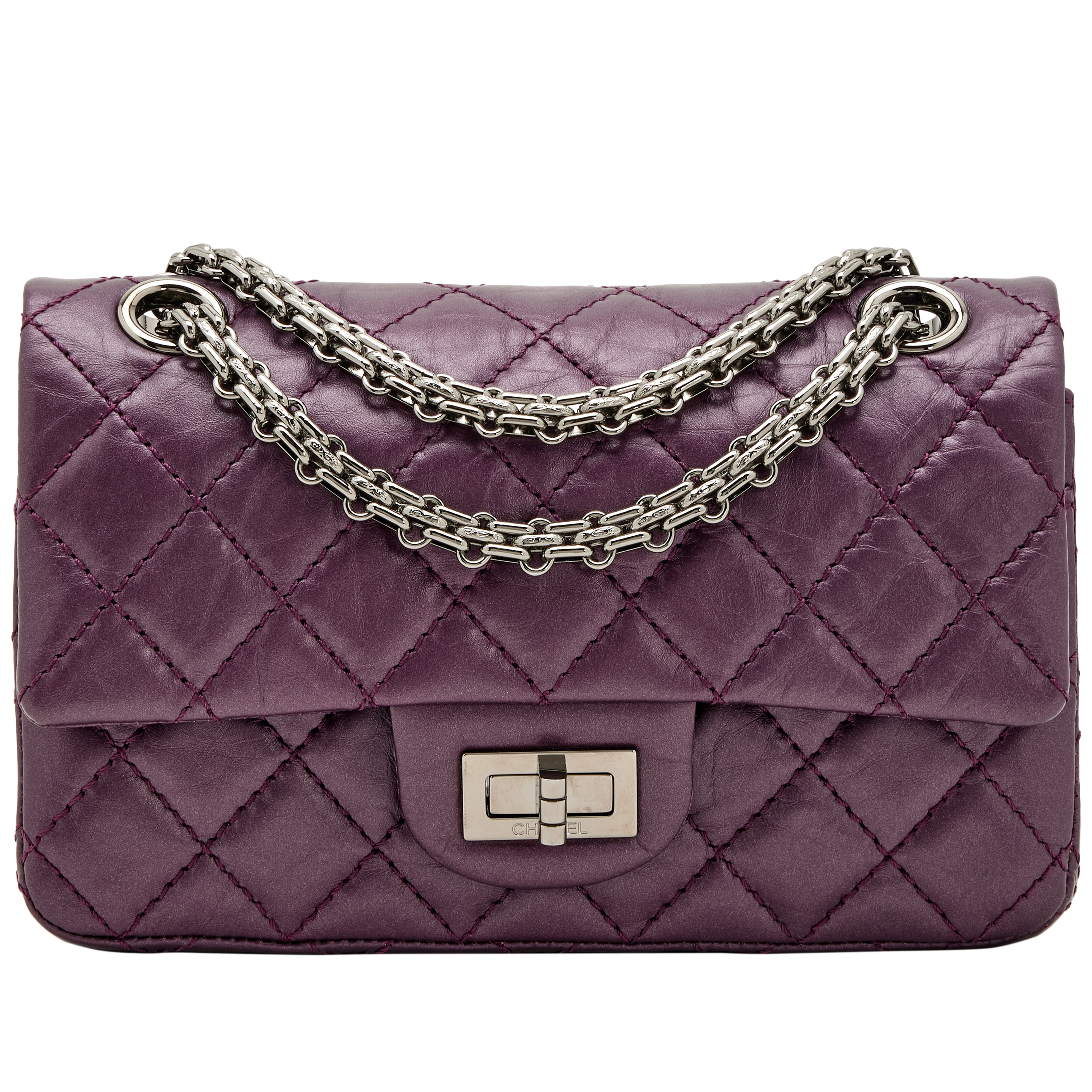 Chanel Metallic Purple Quilted Aged Calfskin 2.55 Reissue