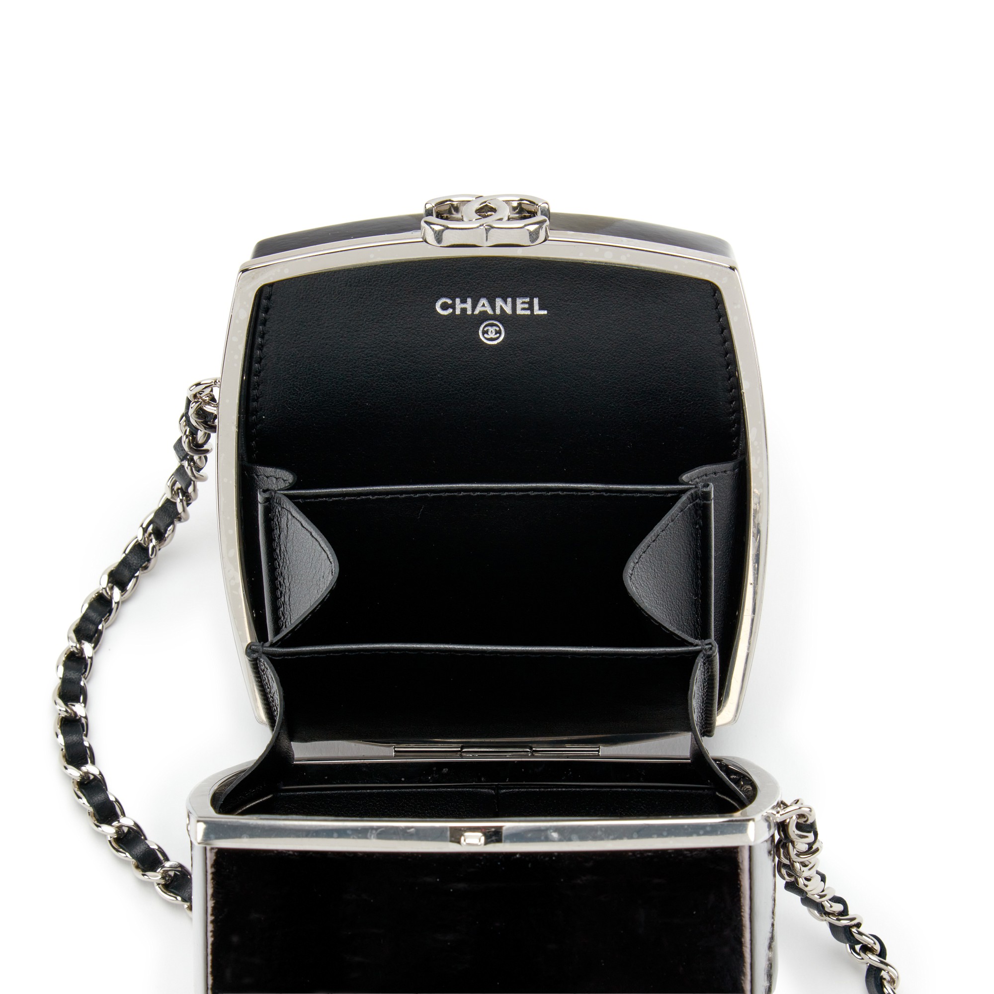 Chanel Black Clutch Bag with Mirror