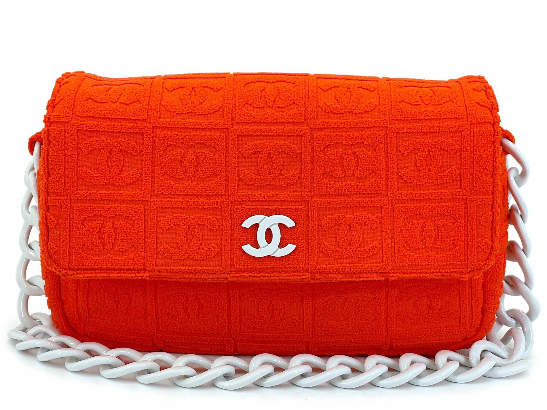 Chanel Vintage Vintage Dark Orange Terry Canvas Sport Line Flap