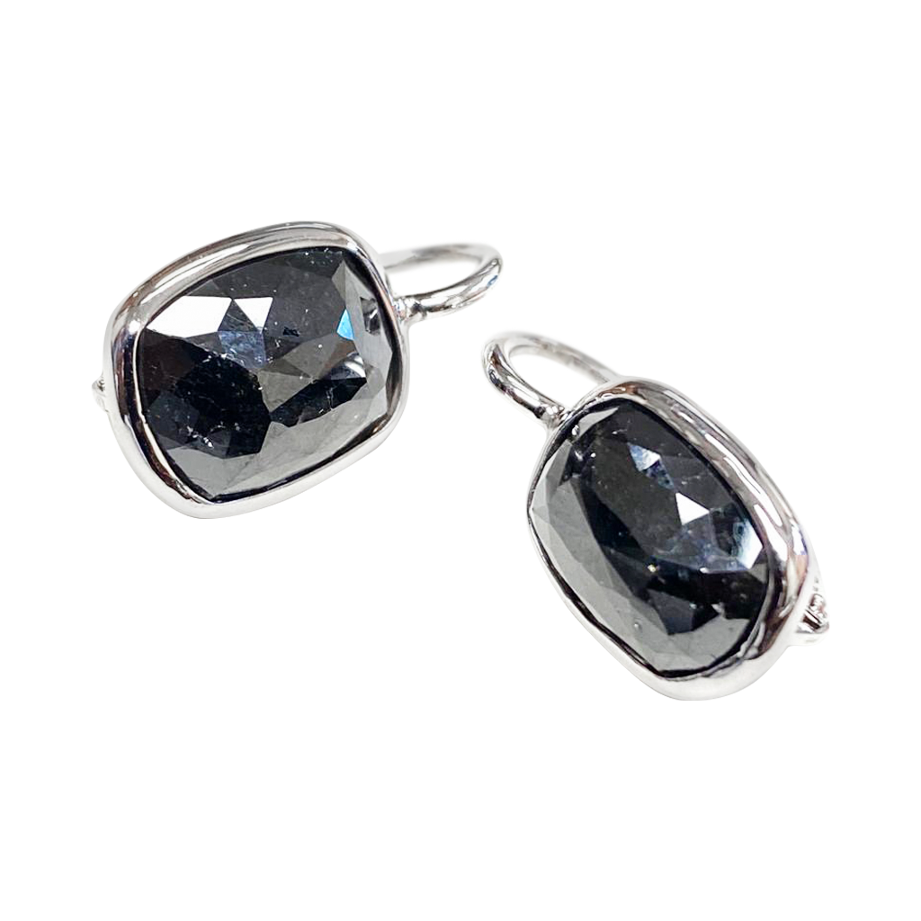 White Gold And Black Diamond Earrings Available For Immediate Sale At