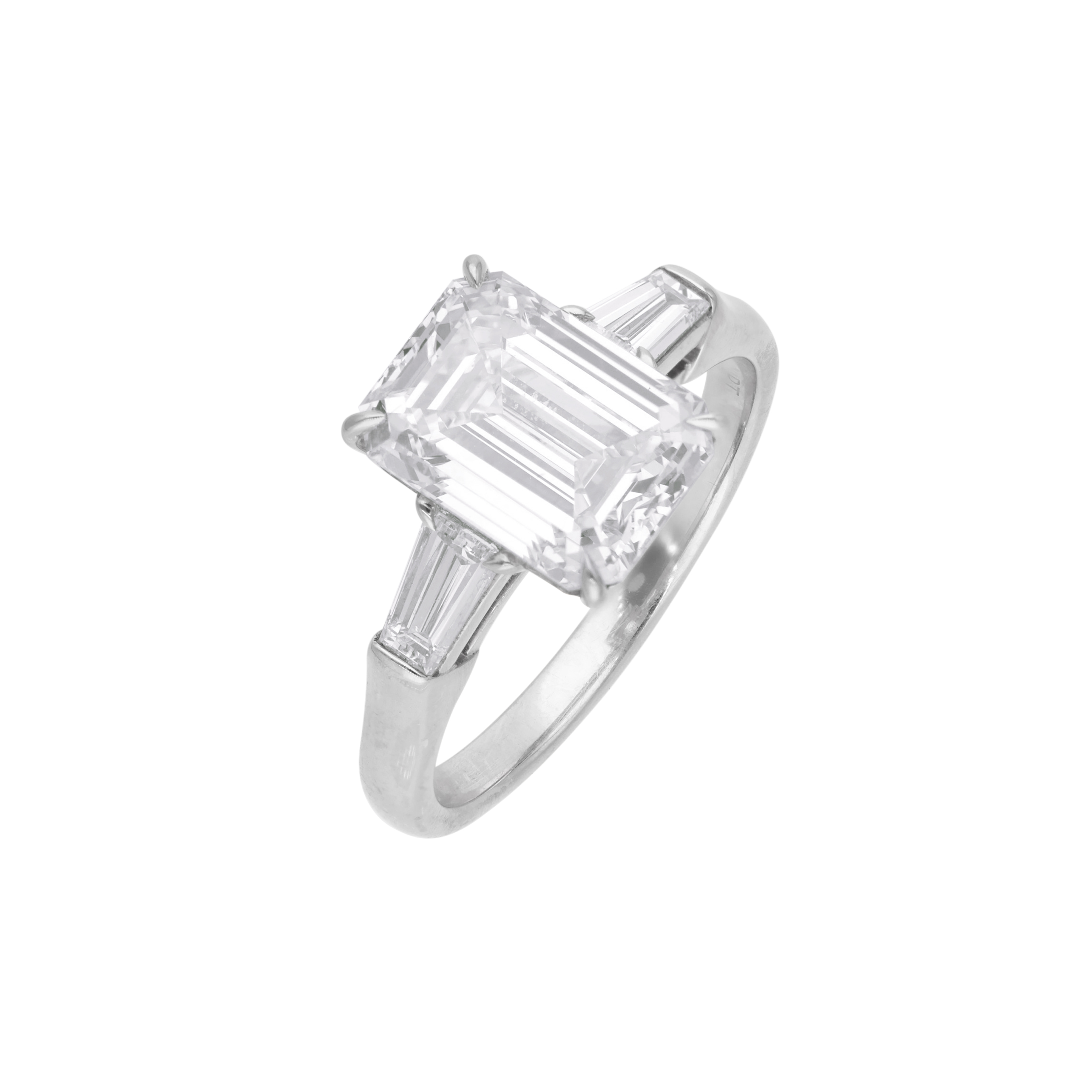 Platinum and 3.01ct Emerald Cut Diamond Three Stone Engagement Ring - Image 2