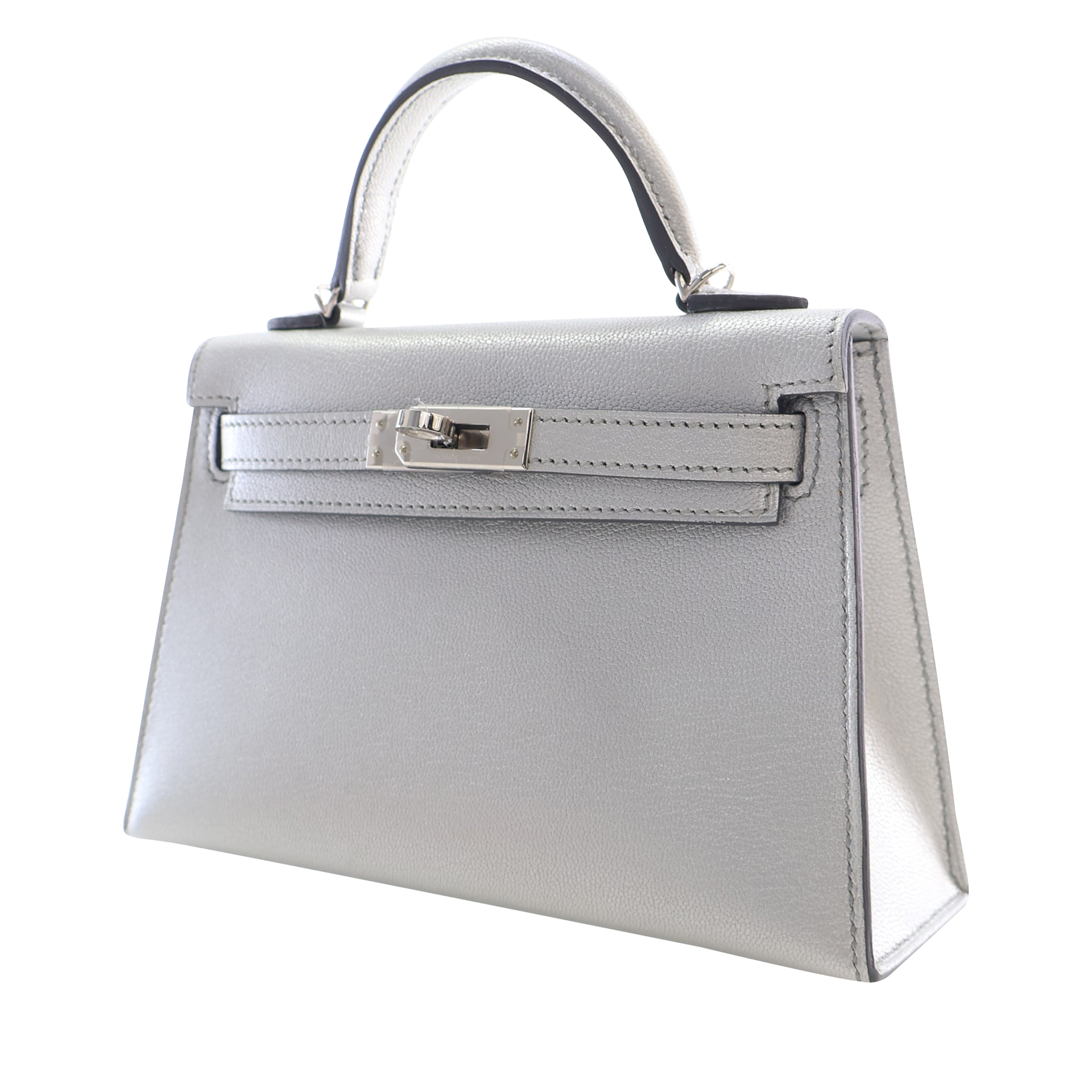 Hermès Limited Edition Argent Chèvre Chamkilight Metallic Mini