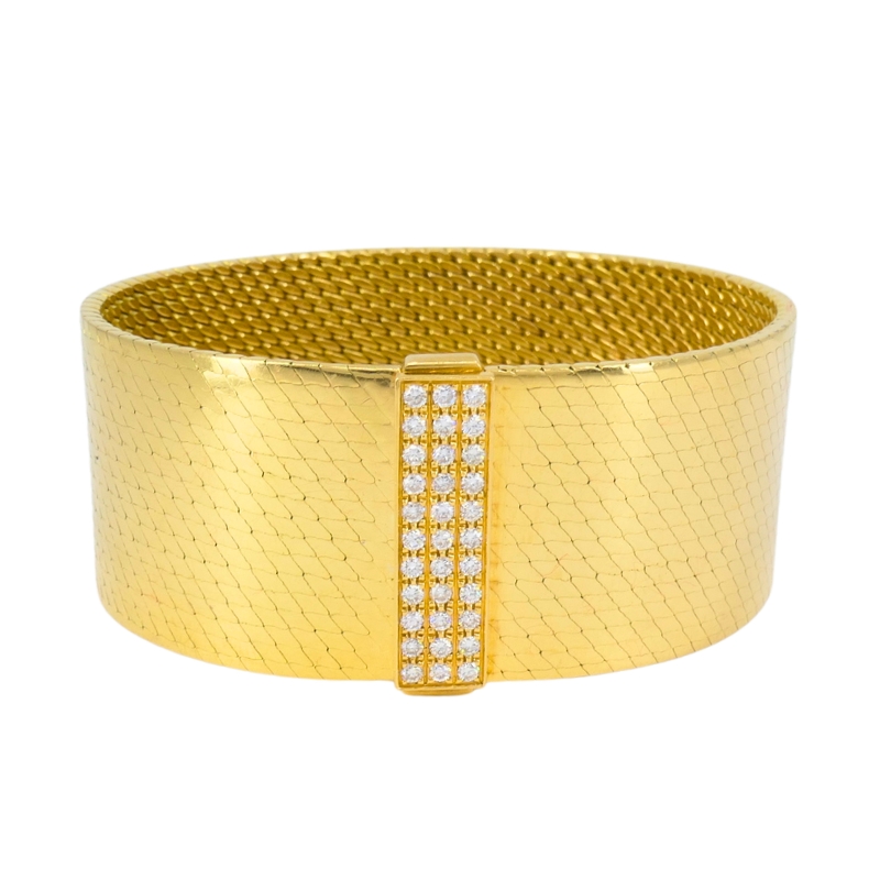 HERMES　Vintage Vendome　Woven Bracelet Hermès Vintage Vintage Gold And Diamond Woven Bracelet Available