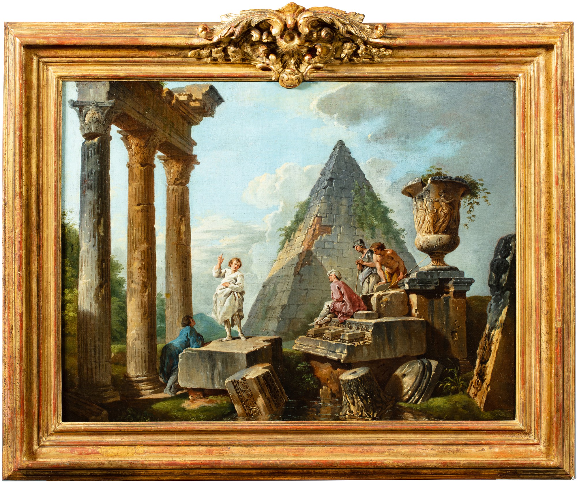 Young apostle preaching in the ruins, with the Sextius pyramid and the ...