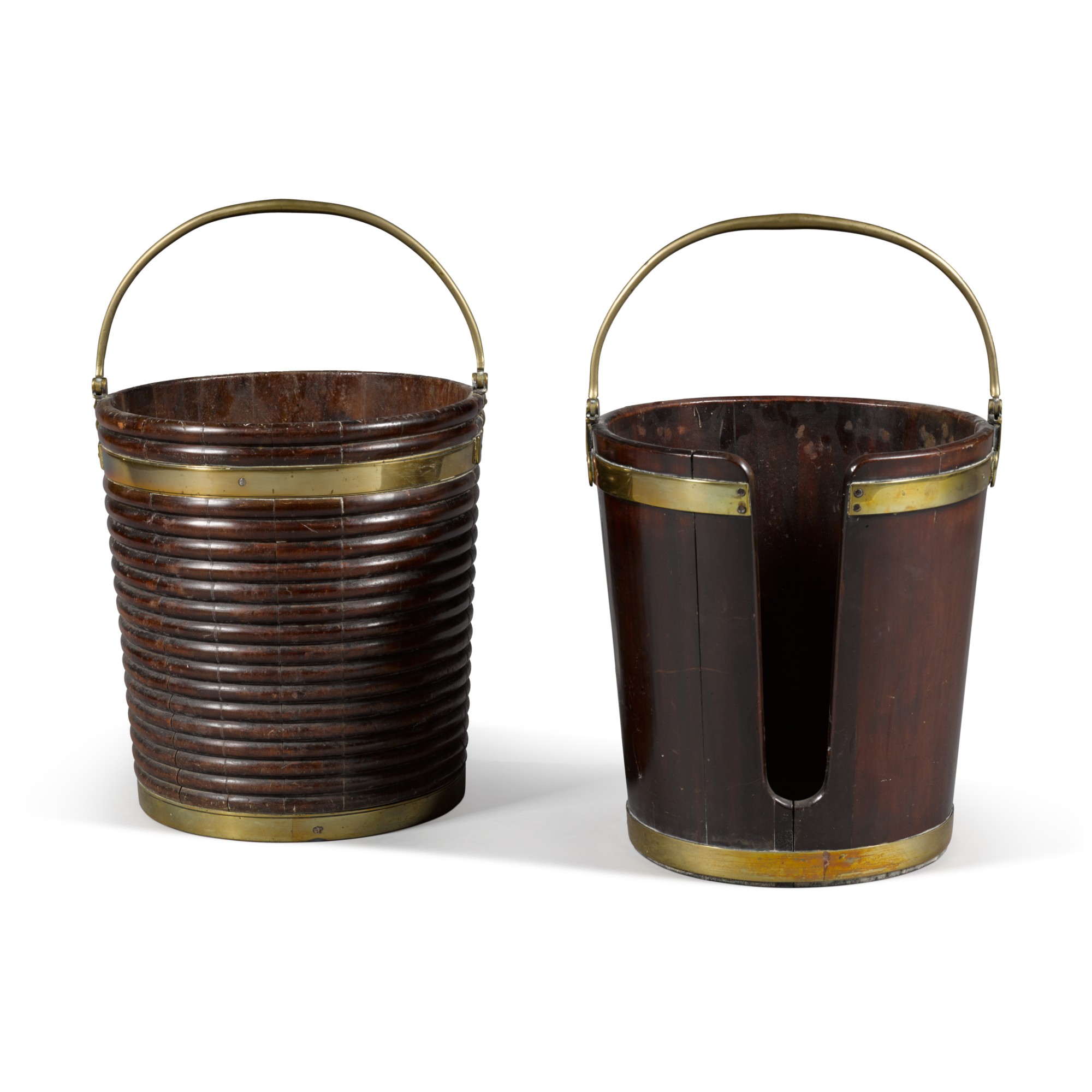 An Irish Regency brassbound mahogany peat bucket, circa 1820 Monte