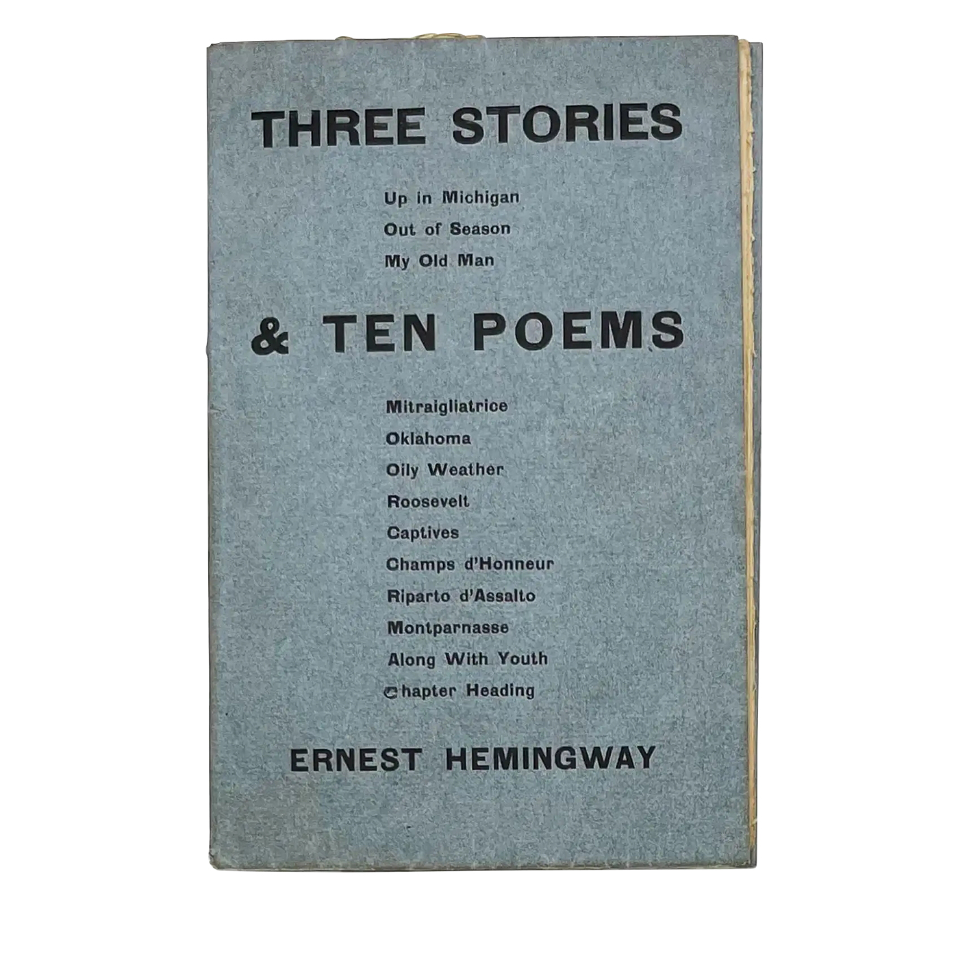 Ernest Hemingway Vintage Three Stories And Ten Poems First Edition