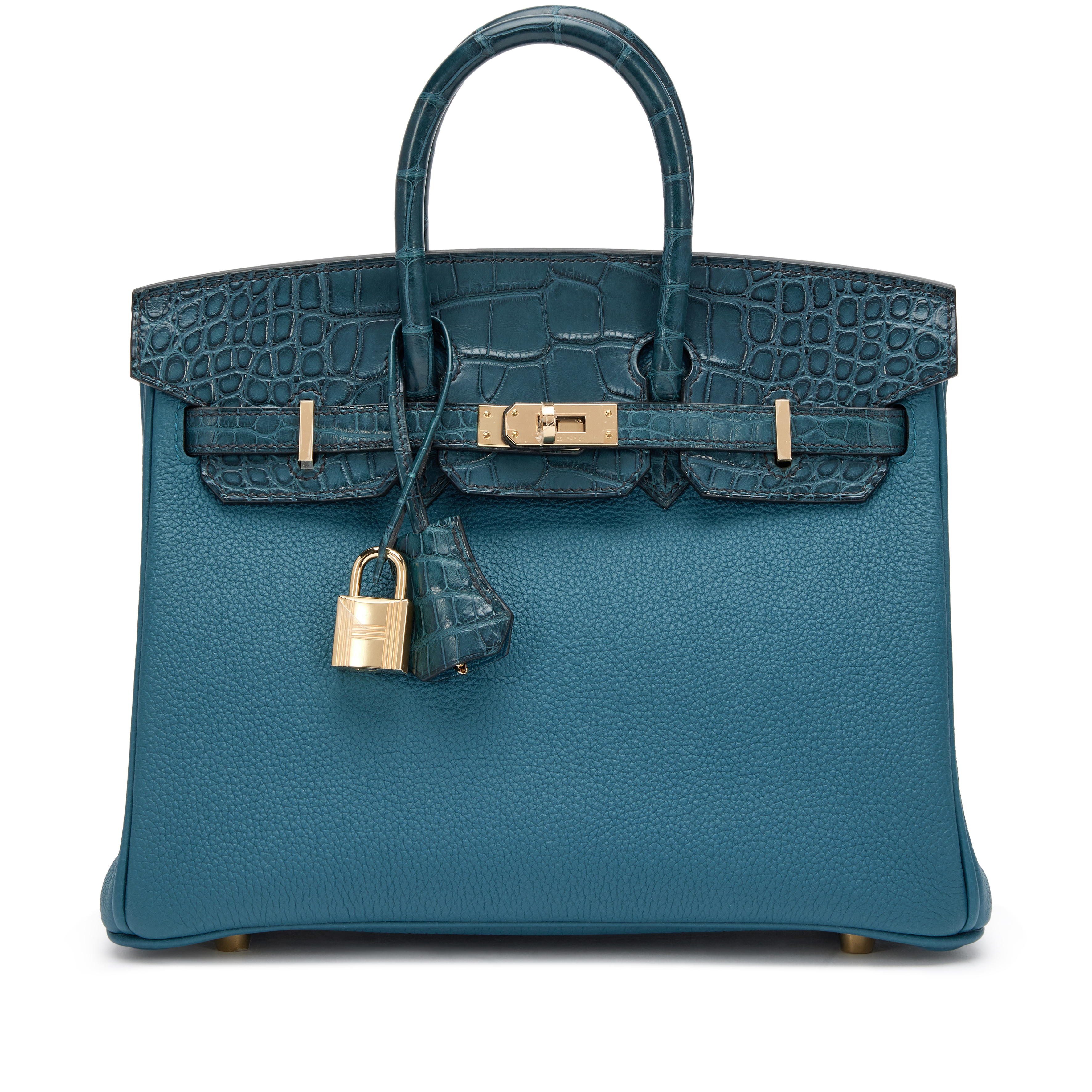 Hermès Vert Cypress Matte Alligator And Togo Touch Birkin 25 Gold