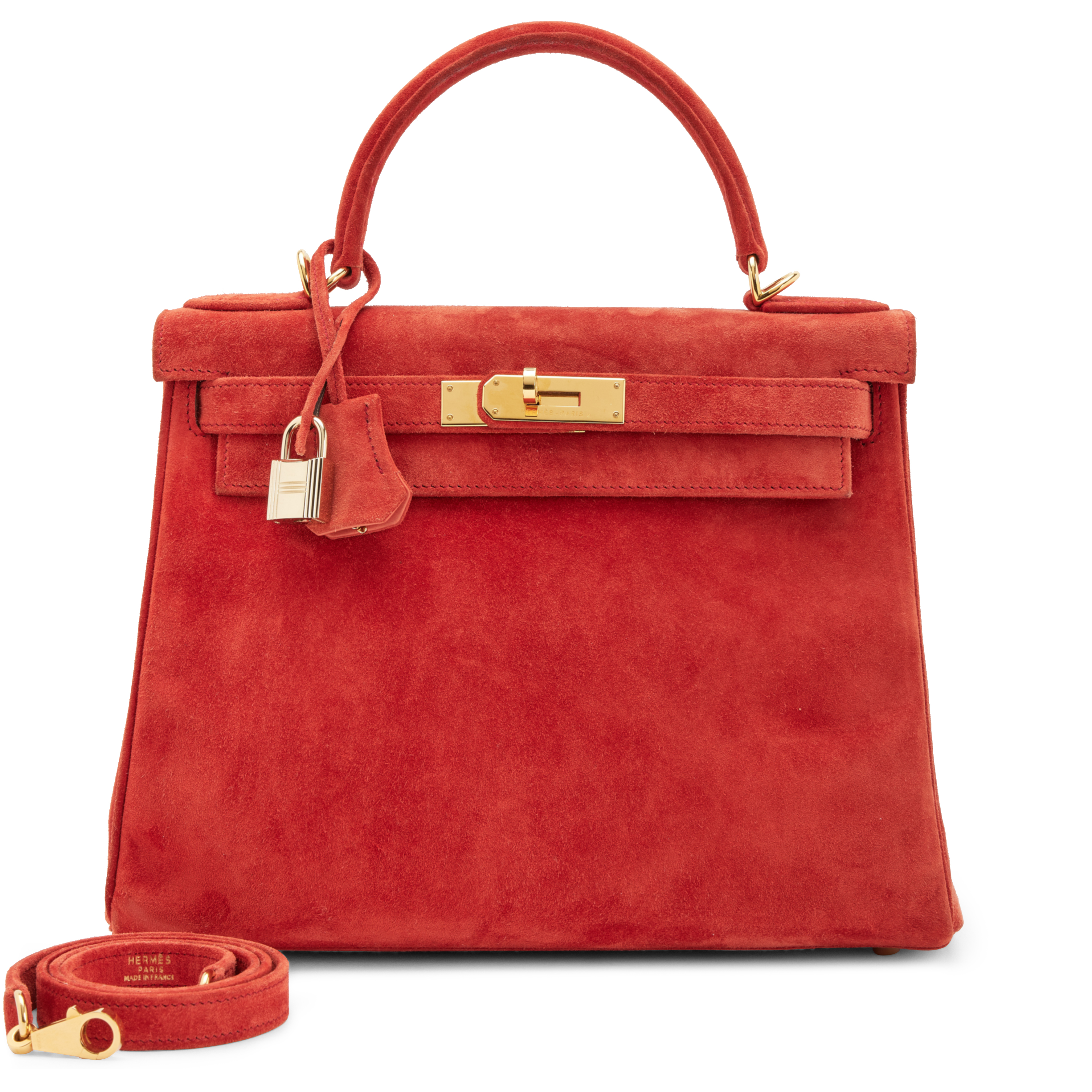 Hermès Vintage Rouge Vif Doblis Retourne Kelly 28 Gold