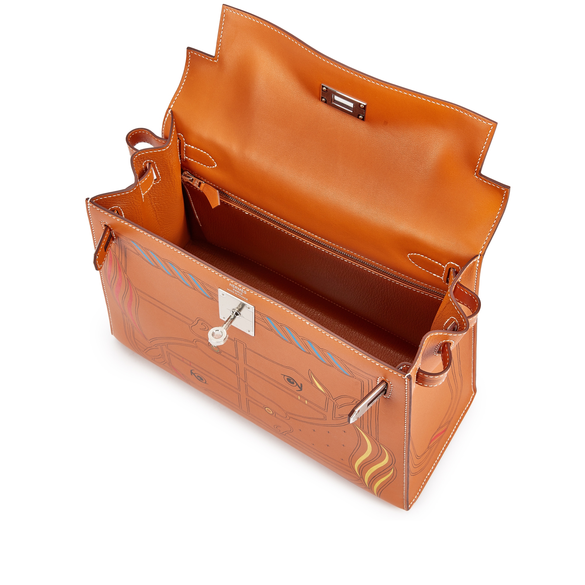 Hermès Natural Sable Butler Painted Quadrige By Pierre Perron