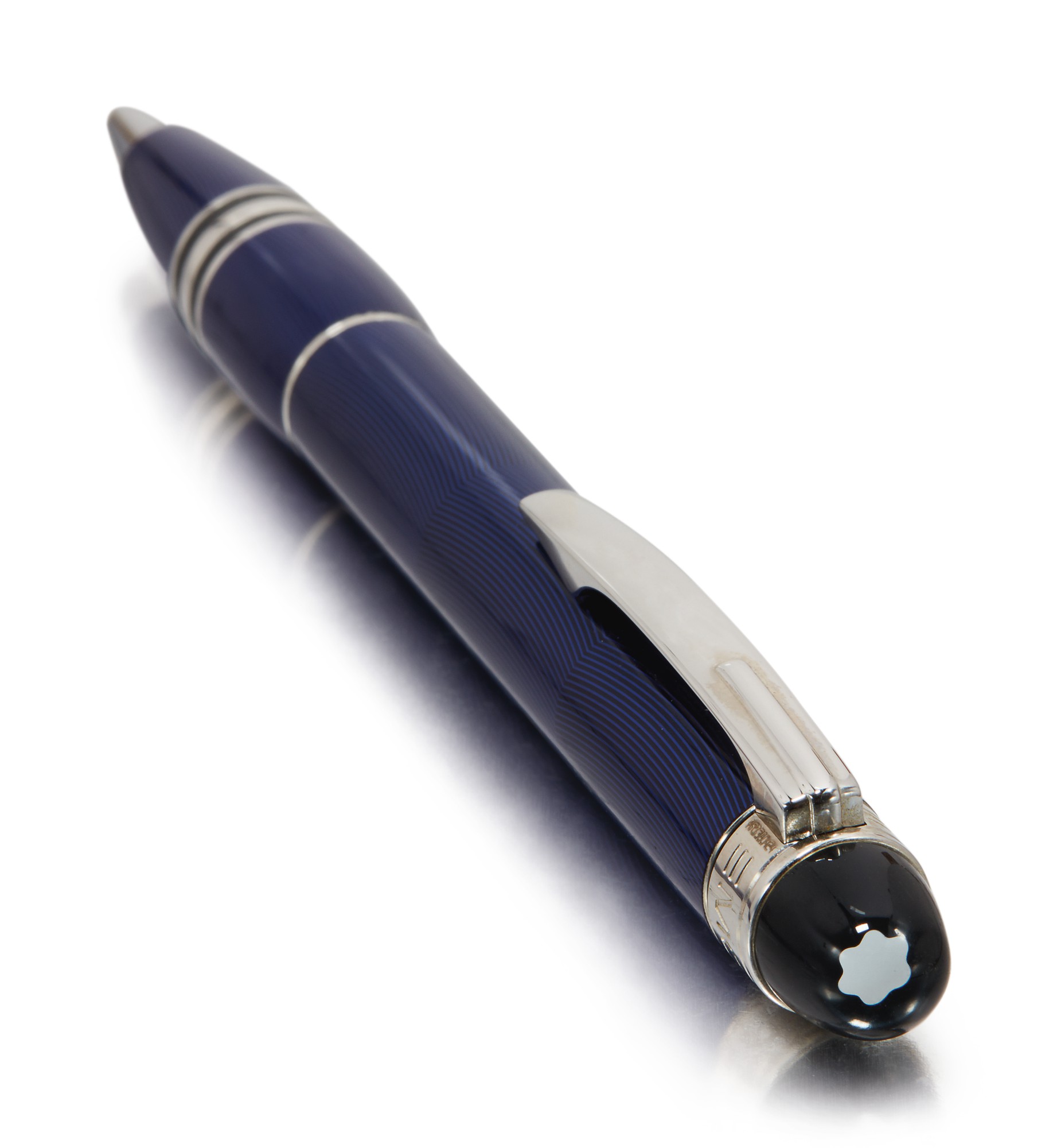 MONTBLANC A PLATINUM PLATED AND BLUE LACQUER BALLPOINT PEN, CIRCA 2000 Luxury Pens Online A