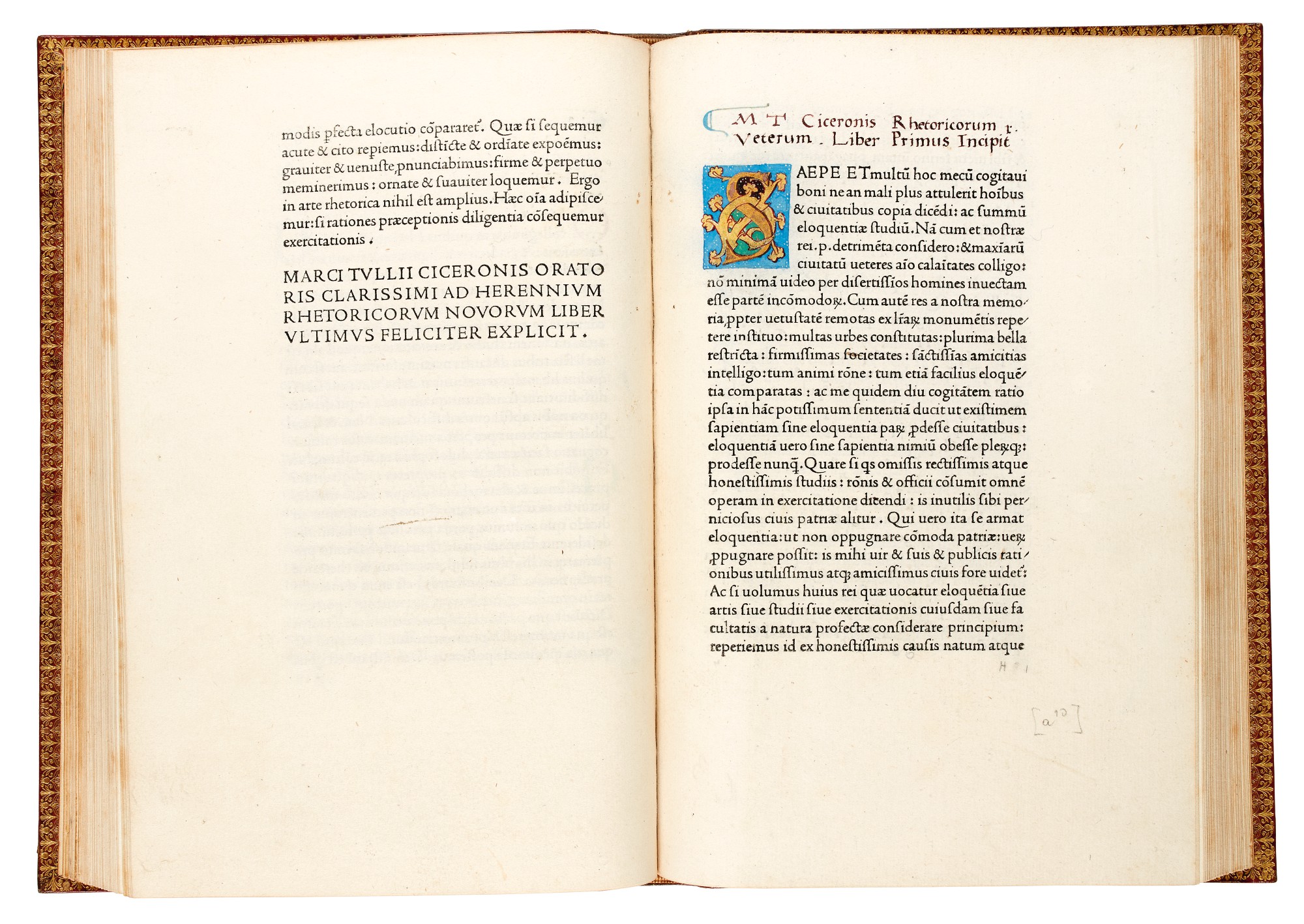 Cicero, Rhetorica ad C. Herennium, [Venice, Jenson, c. 1470], modern