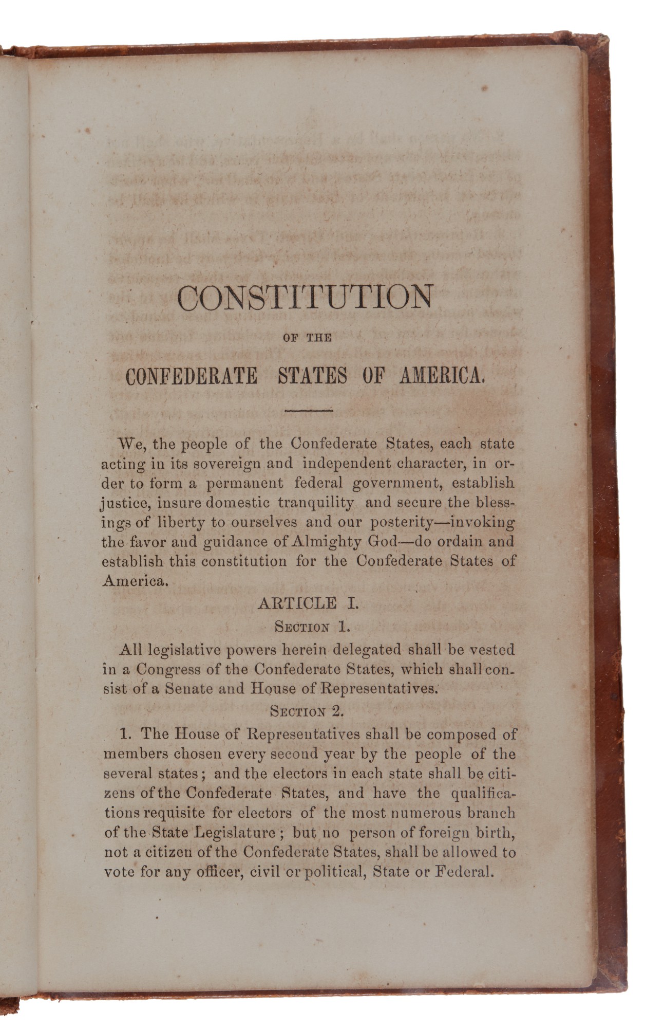 Confederate States of America Including the first printings of the